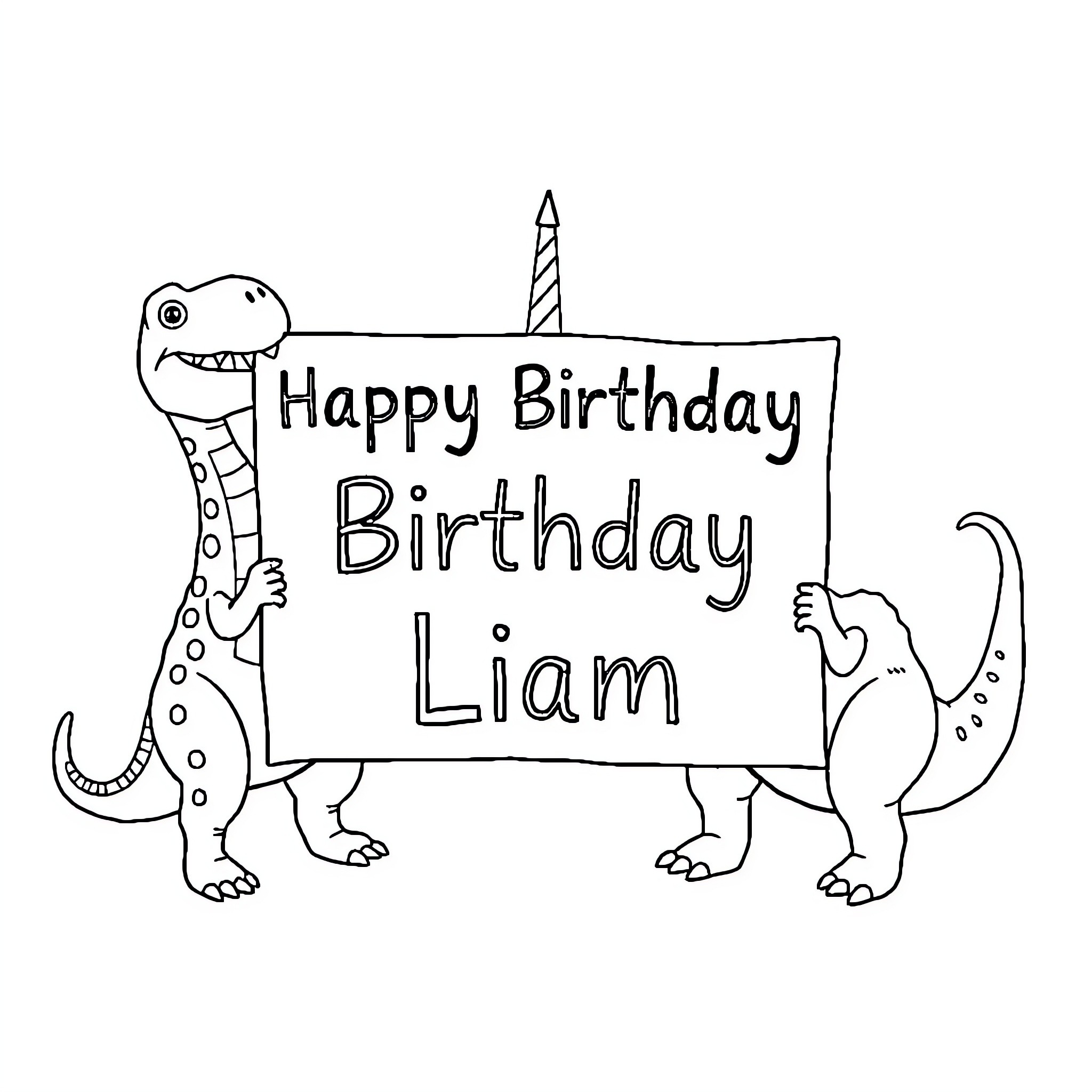 Dinosaurs celebrating a birthday Coloring Page (free black-and-white line drawing printable PDF for all, from beginners to advanced learners, including children, teens, adults, and seniors)