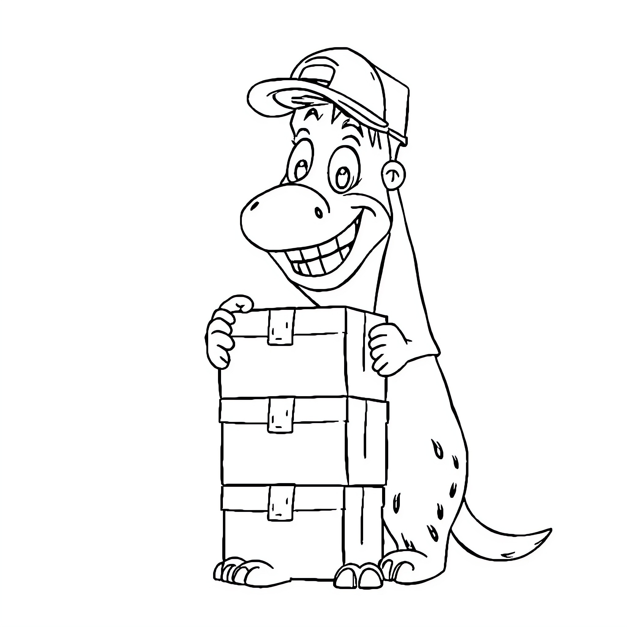Sid the Friendly Firefighter Pup with Backpack Coloring Page (free black-and-white line drawing printable PDF for all, from beginners to advanced learners, including children, teens, adults, and seniors)