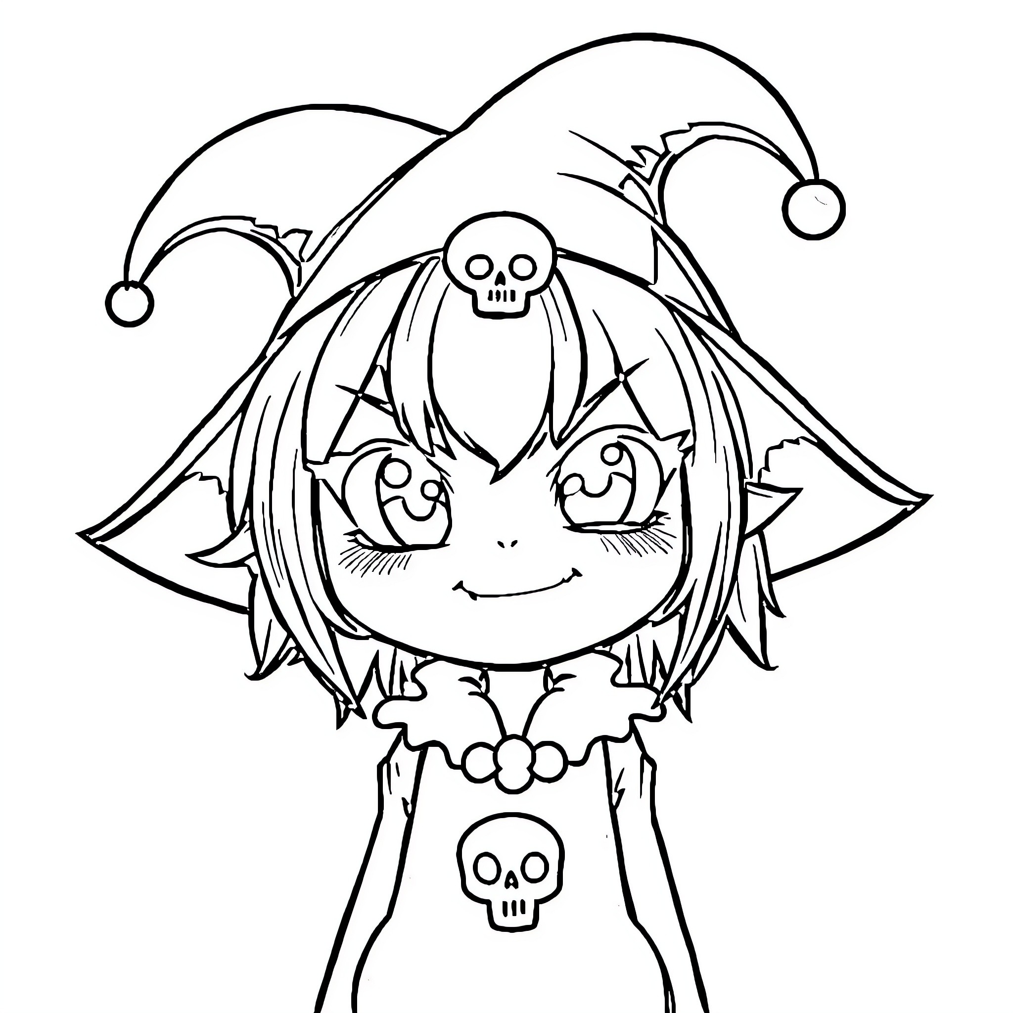 Kuromi's Playful Mischief Coloring Page (free black-and-white line drawing printable PDF for all, from beginners to advanced learners, including children, teens, adults, and seniors)