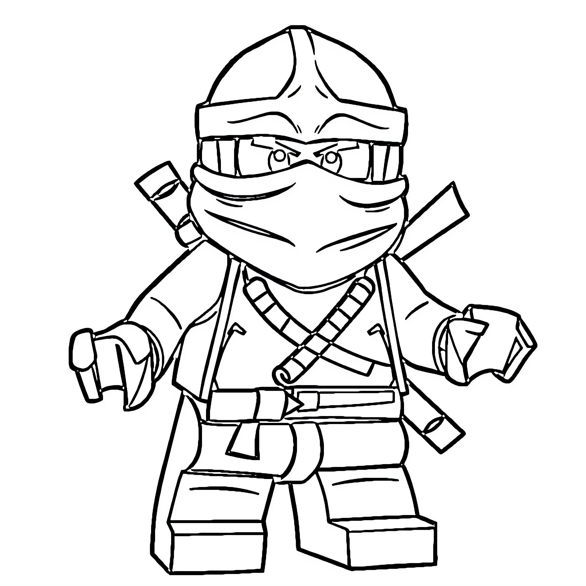 Ninja warrior in training wielding weapons Coloring Page (free black-and-white line drawing printable PDF for all, from beginners to advanced learners, including children, teens, adults, and seniors)