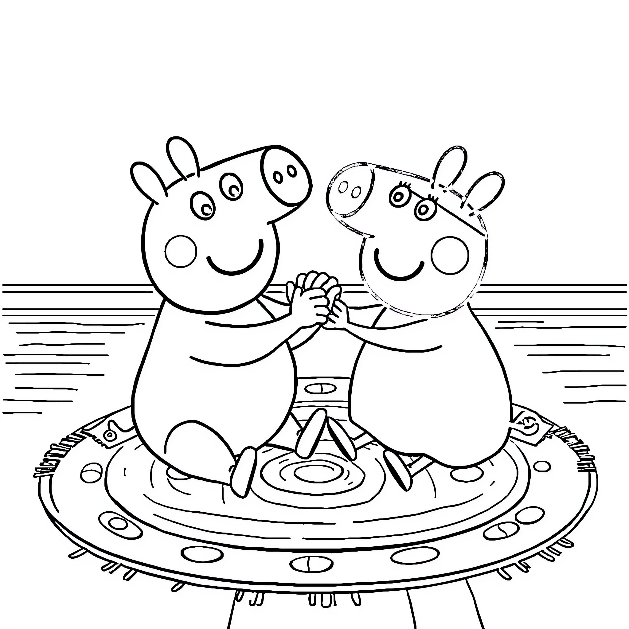 Bluey and friends playing happily on the beach Coloring Page (free black-and-white line drawing printable PDF for all, from beginners to advanced learners, including children, teens, adults, and seniors)
