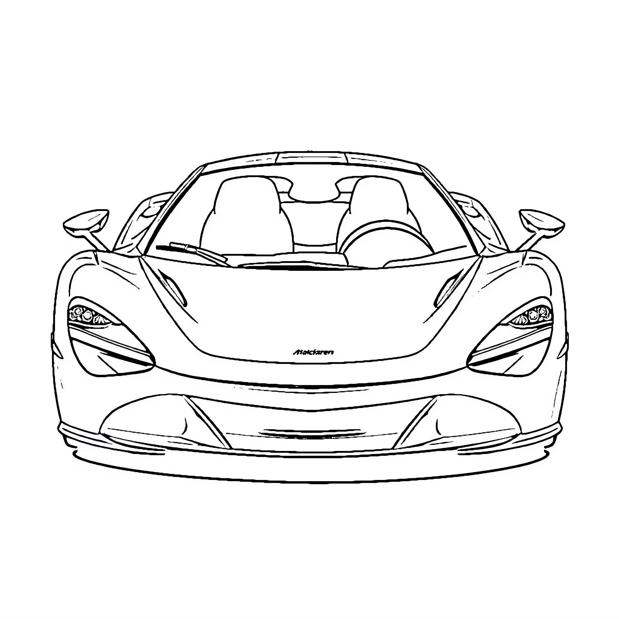 Maclaren 720 sports car in outline Coloring Page (free black-and-white line drawing printable PDF for all, from beginners to advanced learners, including children, teens, adults, and seniors)