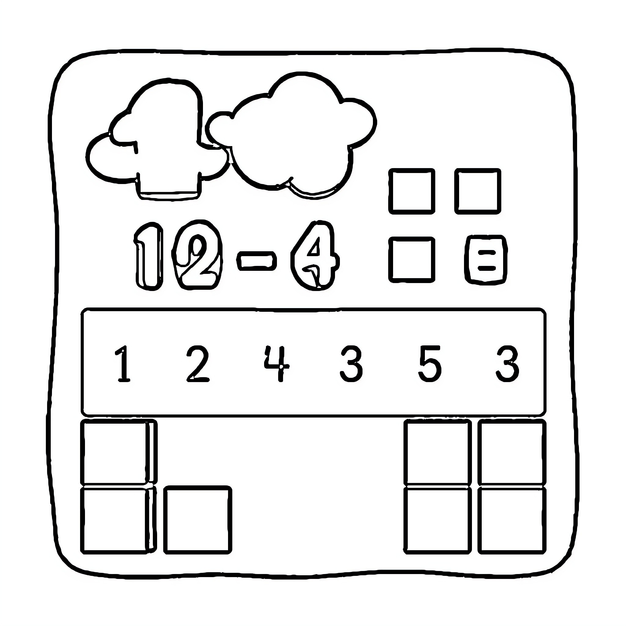 Math Symbols and Counting Worksheet Coloring Page (free black-and-white line drawing printable PDF for all, from beginners to advanced learners, including children, teens, adults, and seniors)