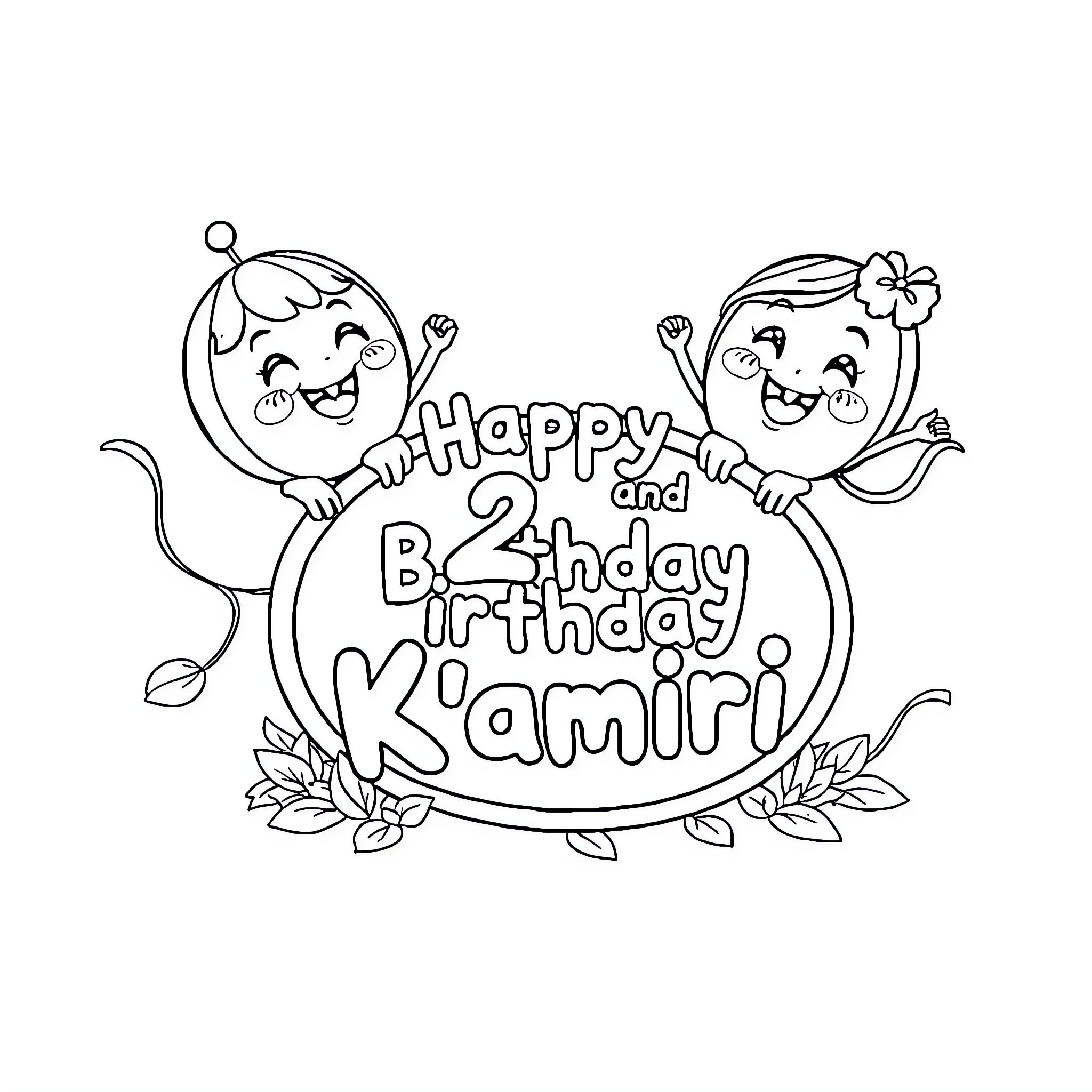 Cocomelon friends celebrating a birthday Coloring Page (free black-and-white line drawing printable PDF for all, from beginners to advanced learners, including children, teens, adults, and seniors)
