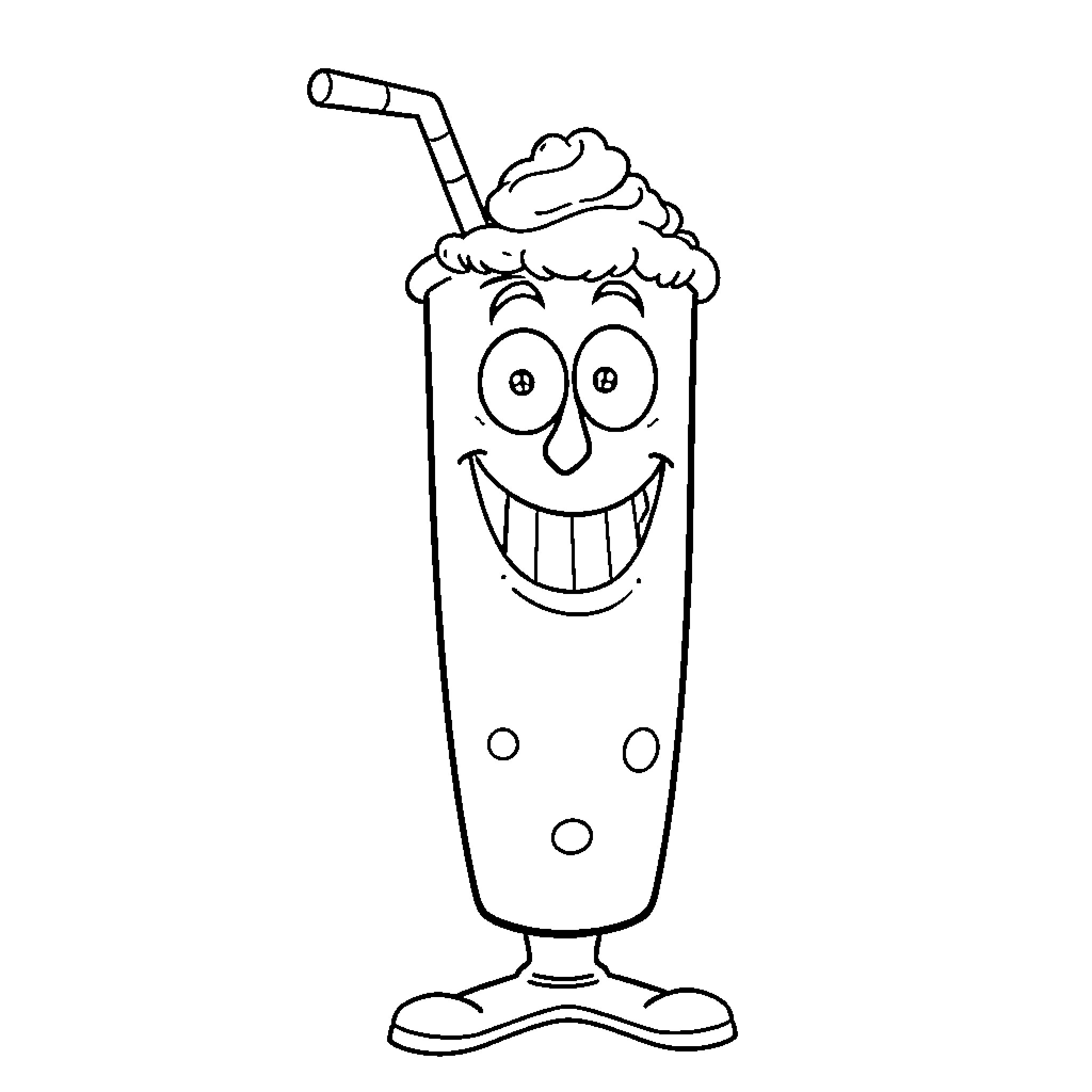 Shake the smiling milkshake Coloring Page (free black-and-white line drawing printable PDF for all, from beginners to advanced learners, including children, teens, adults, and seniors)