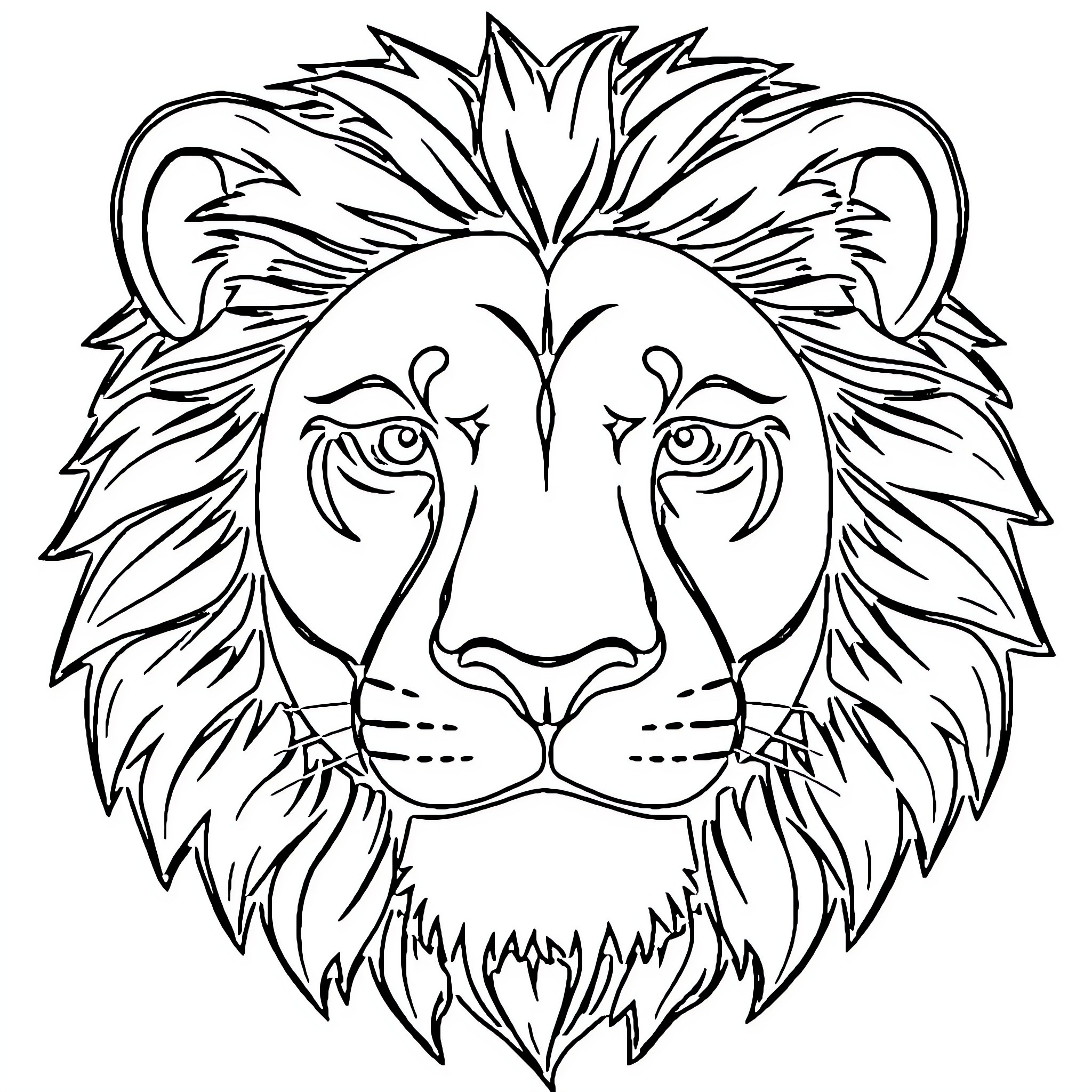 Lion with fierce expression and majestic mane Coloring Page (free black-and-white line drawing printable PDF for all, from beginners to advanced learners, including children, teens, adults, and seniors)