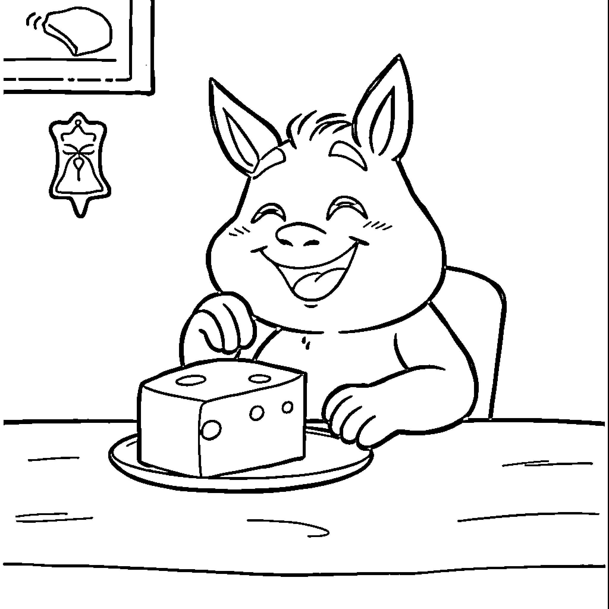 Tung Tung Tung Sahur: Pig Playing with Dice Coloring Page (free black-and-white line drawing printable PDF for all, from beginners to advanced learners, including children, teens, adults, and seniors)