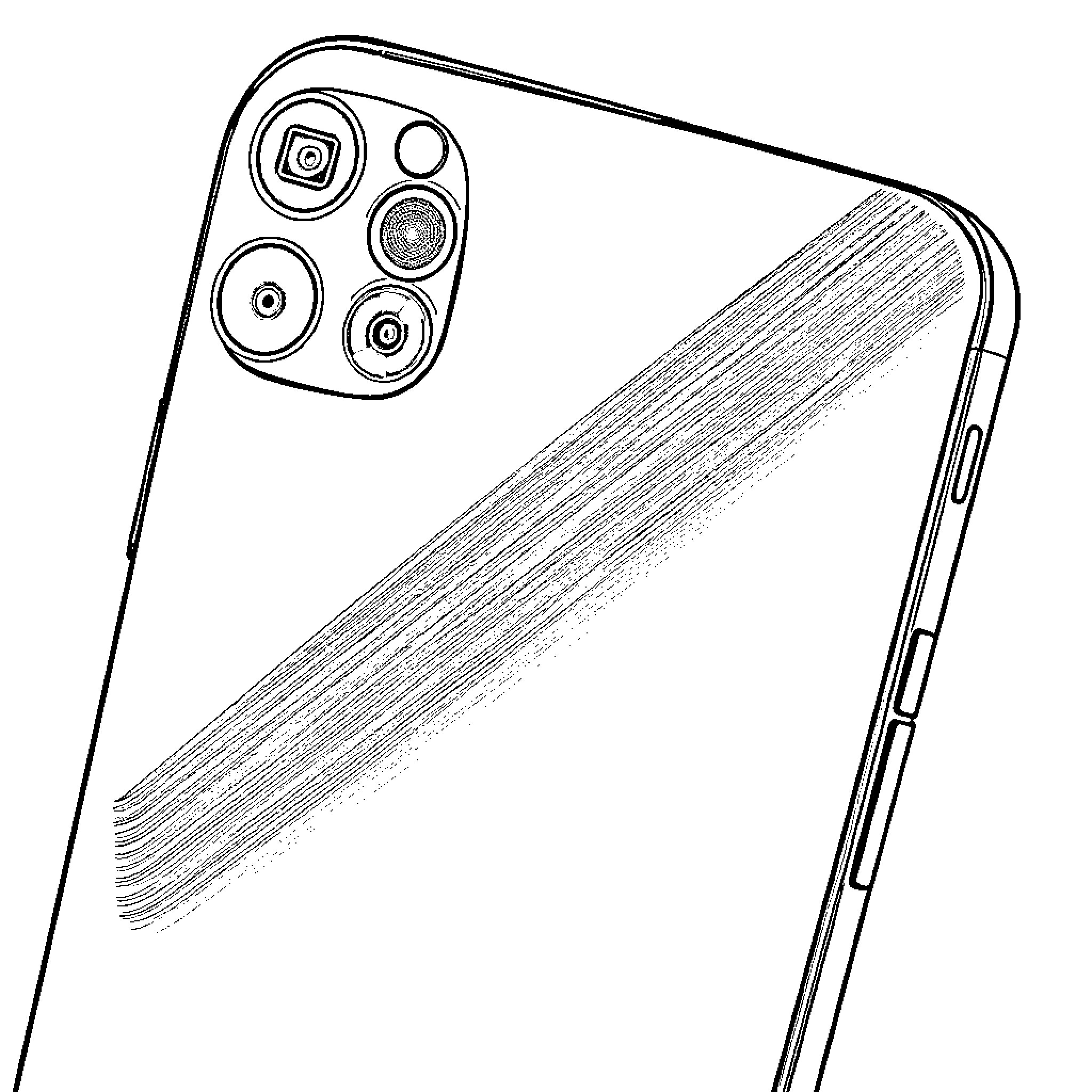 Phone with camera and sleek design Coloring Page (free black-and-white line drawing printable PDF for all, from beginners to advanced learners, including children, teens, adults, and seniors)