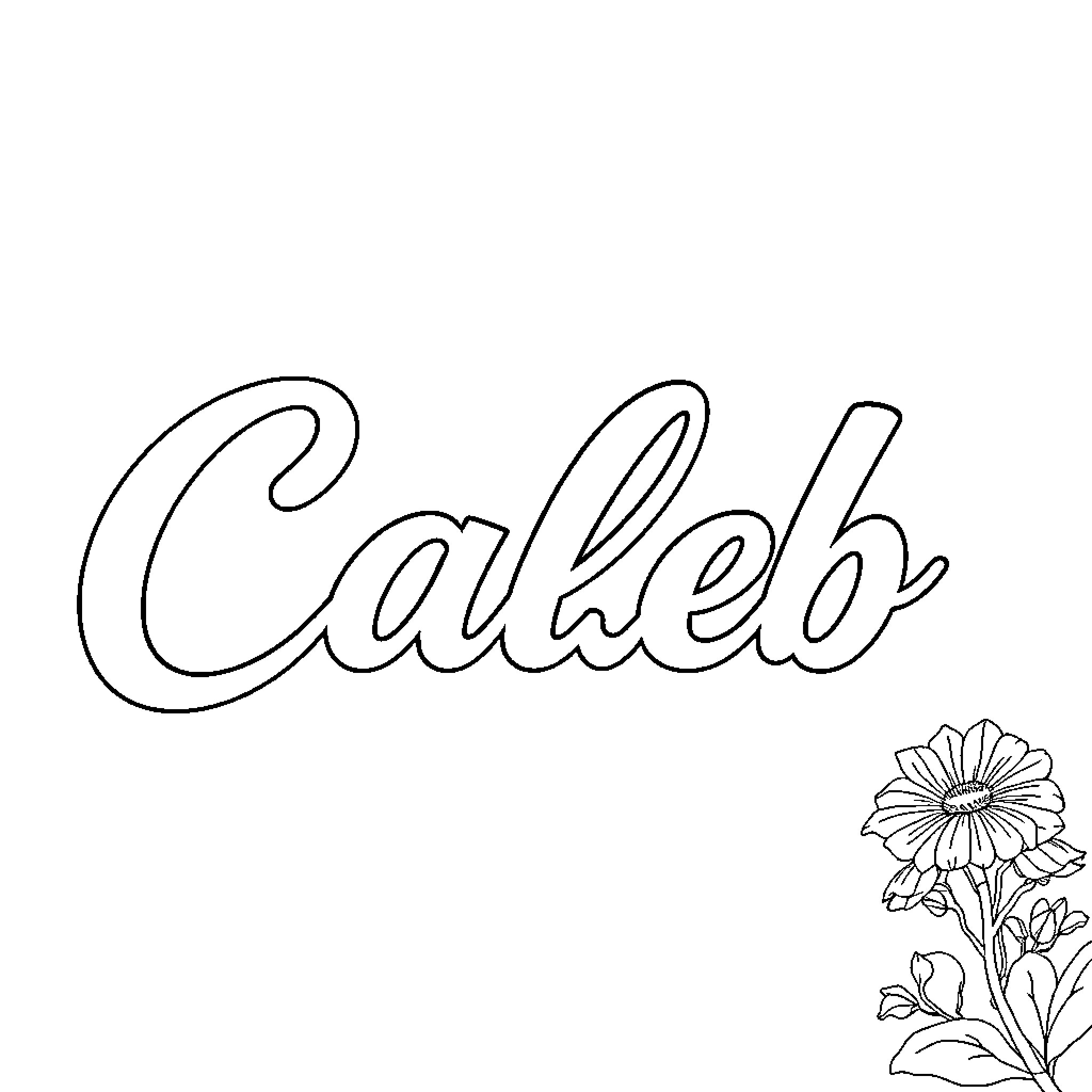 Caleb enjoys a coloring page with flowers Coloring Page (free black-and-white line drawing printable PDF for all, from beginners to advanced learners, including children, teens, adults, and seniors)