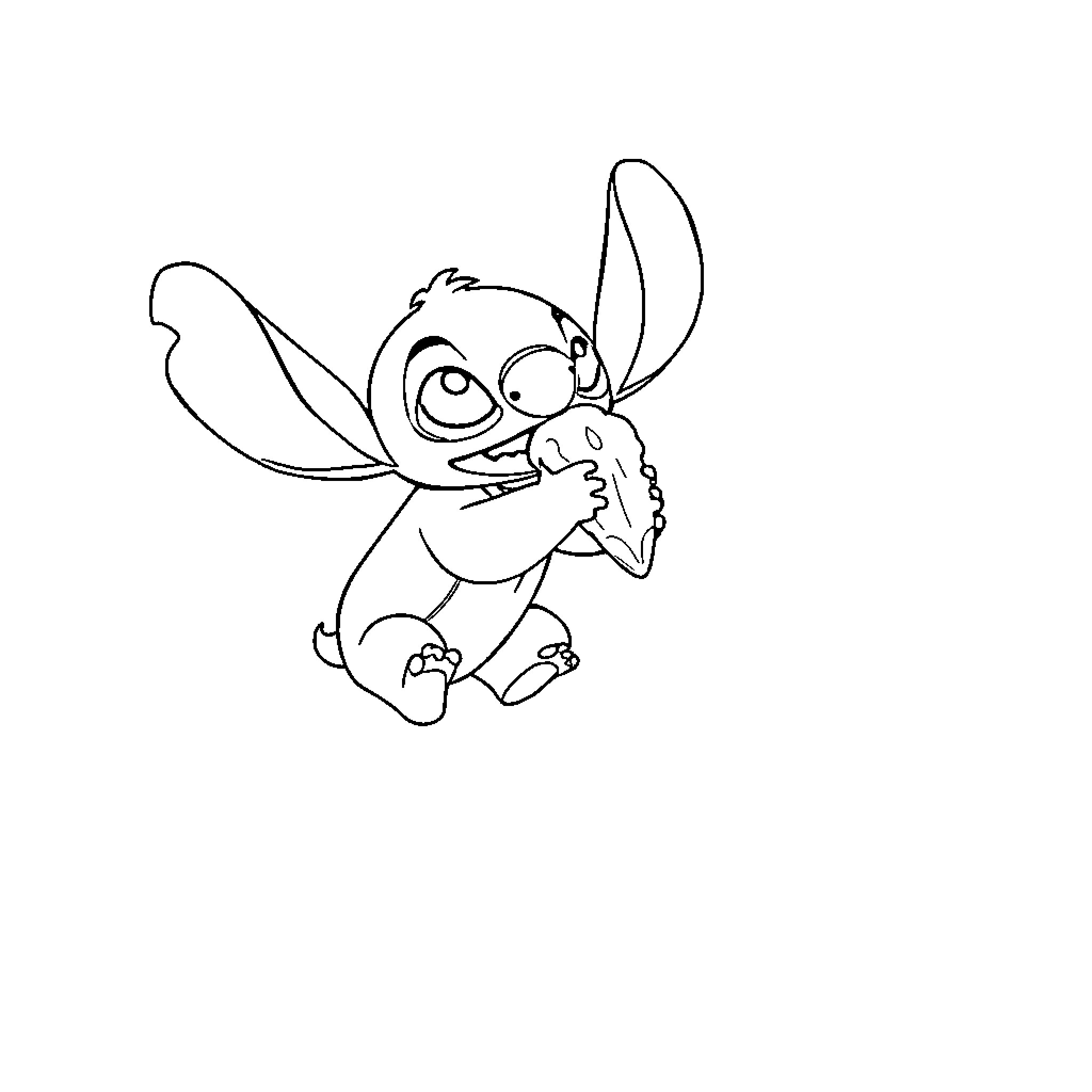 Stitch exploring with curious expression Coloring Page (free black-and-white line drawing printable PDF for all, from beginners to advanced learners, including children, teens, adults, and seniors)