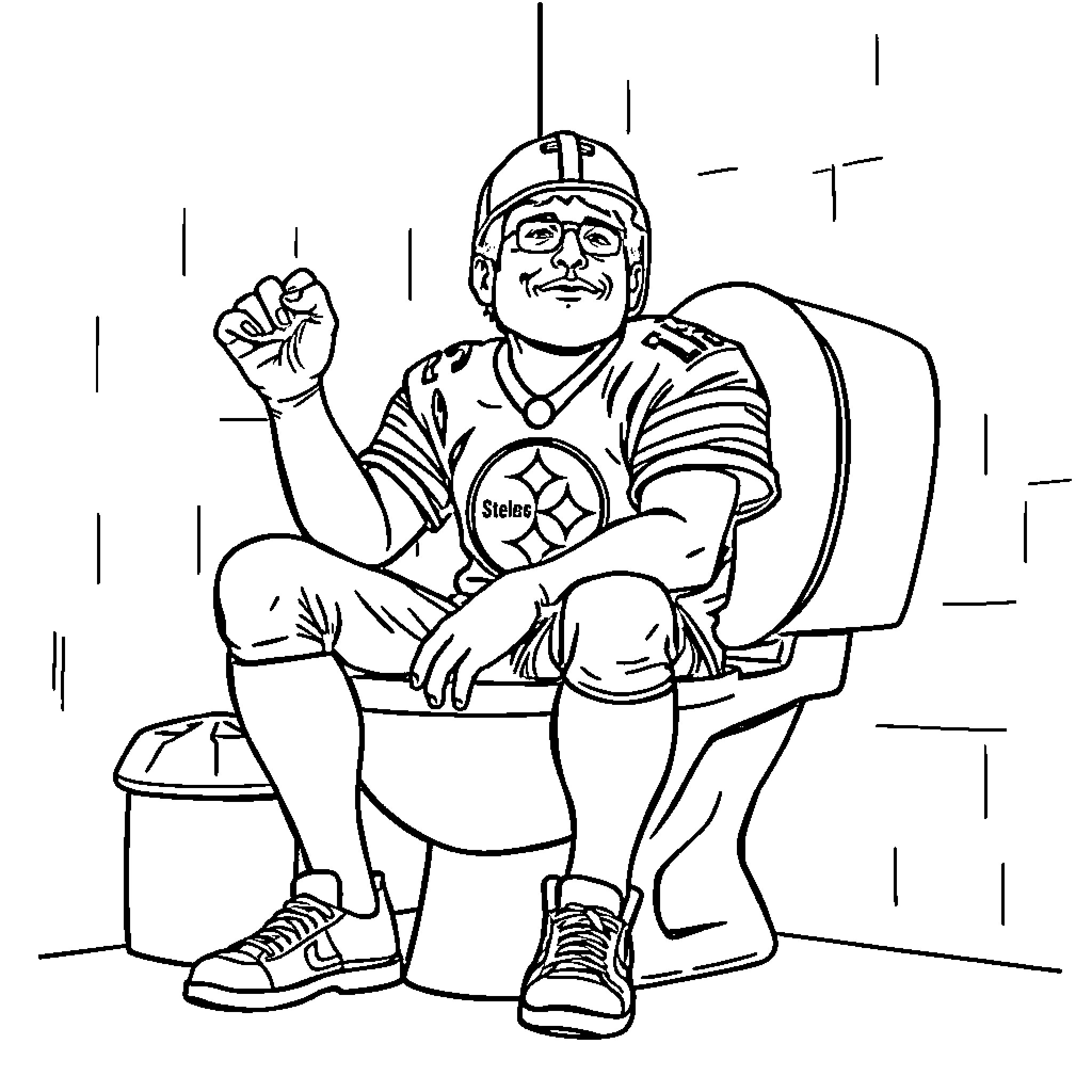 Fan celebrates sports team with enthusiasm Coloring Page (free black-and-white line drawing printable PDF for all, from beginners to advanced learners, including children, teens, adults, and seniors)