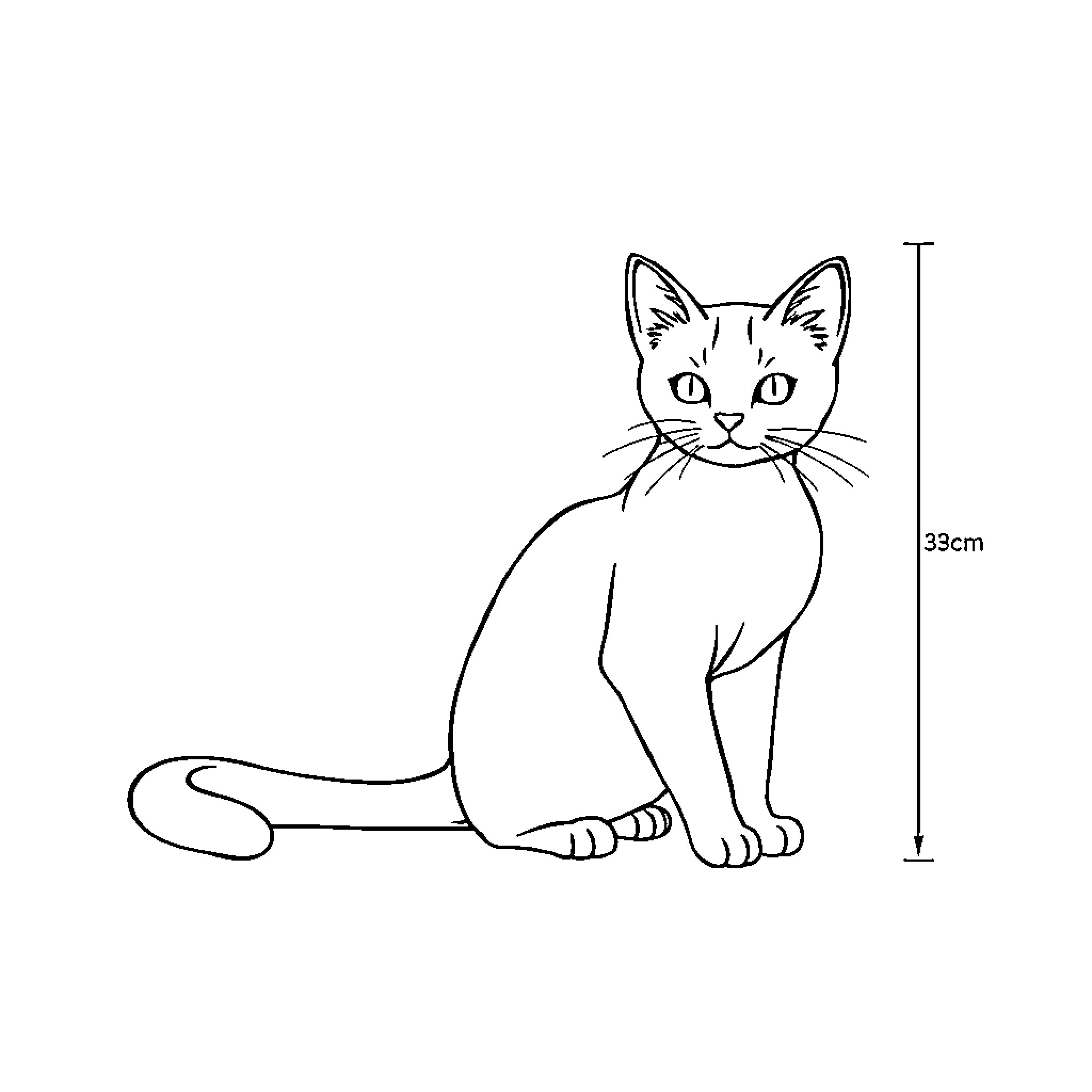 Cat sitting alertly and attentively Coloring Page (free black-and-white line drawing printable PDF for all, from beginners to advanced learners, including children, teens, adults, and seniors)