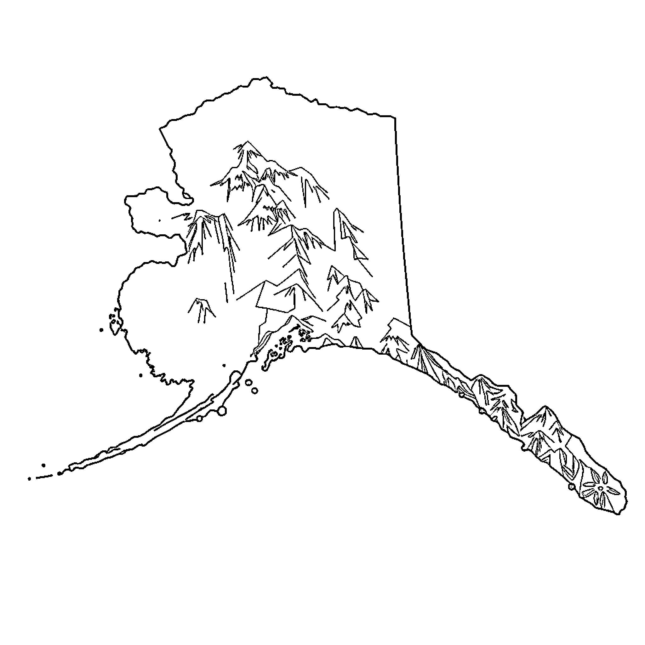 Map of mountainous landscape Coloring Page (free black-and-white line drawing printable PDF for all, from beginners to advanced learners, including children, teens, adults, and seniors)