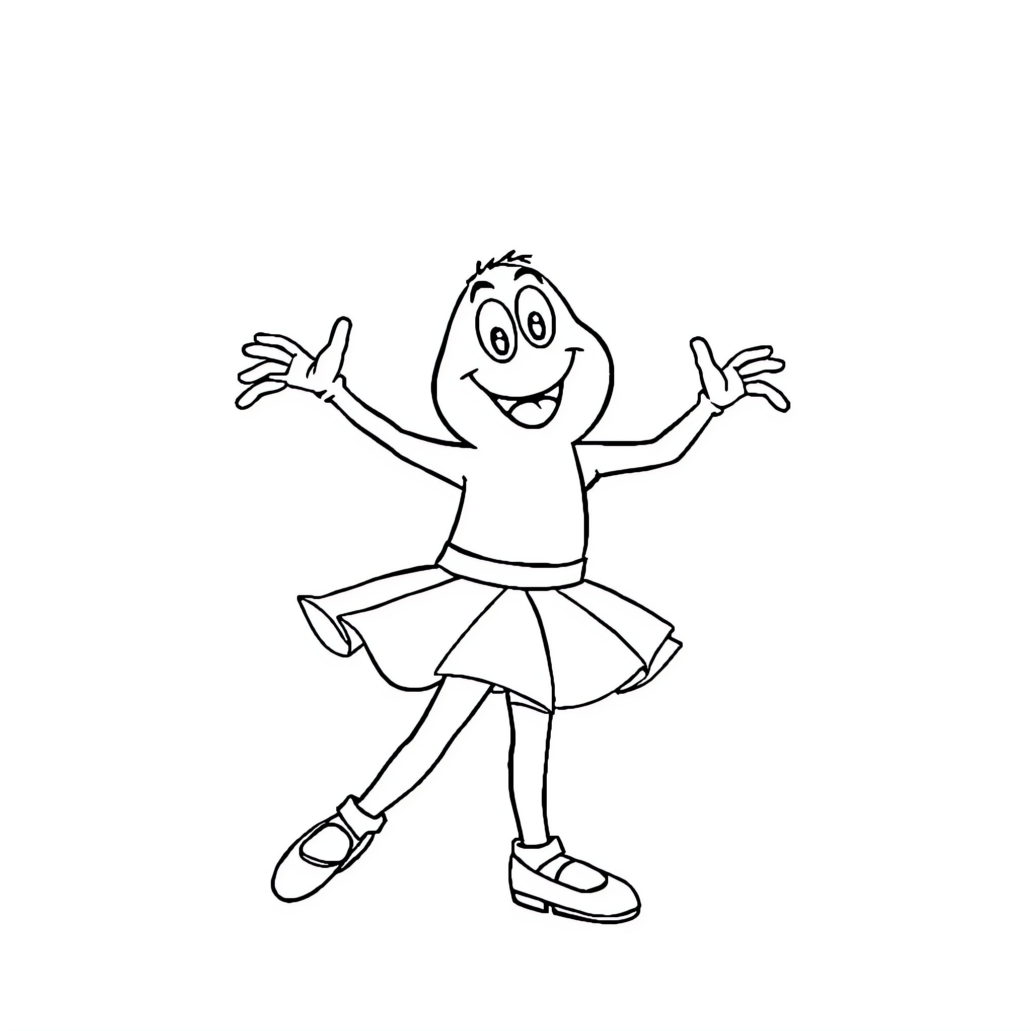Bob l'éponge dancing joyfully in a skirt Coloring Page (free black-and-white line drawing printable PDF for all, from beginners to advanced learners, including children, teens, adults, and seniors)