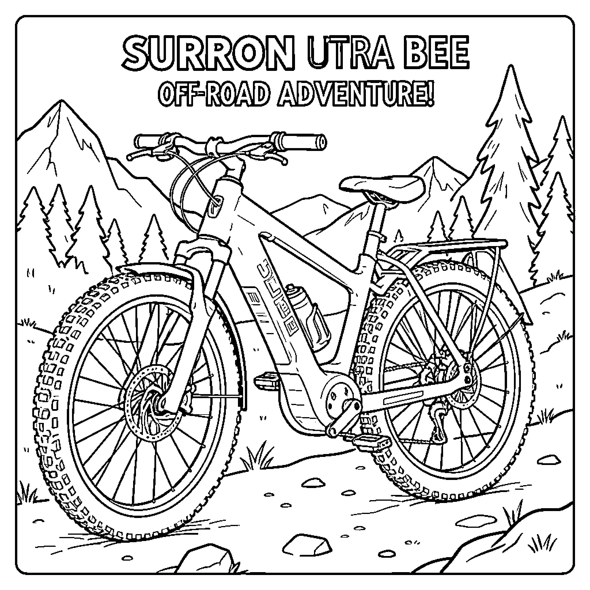 Surron Ultra Bee off-road adventure! Coloring Page (free black-and-white line drawing printable PDF for all, from beginners to advanced learners, including children, teens, adults, and seniors)