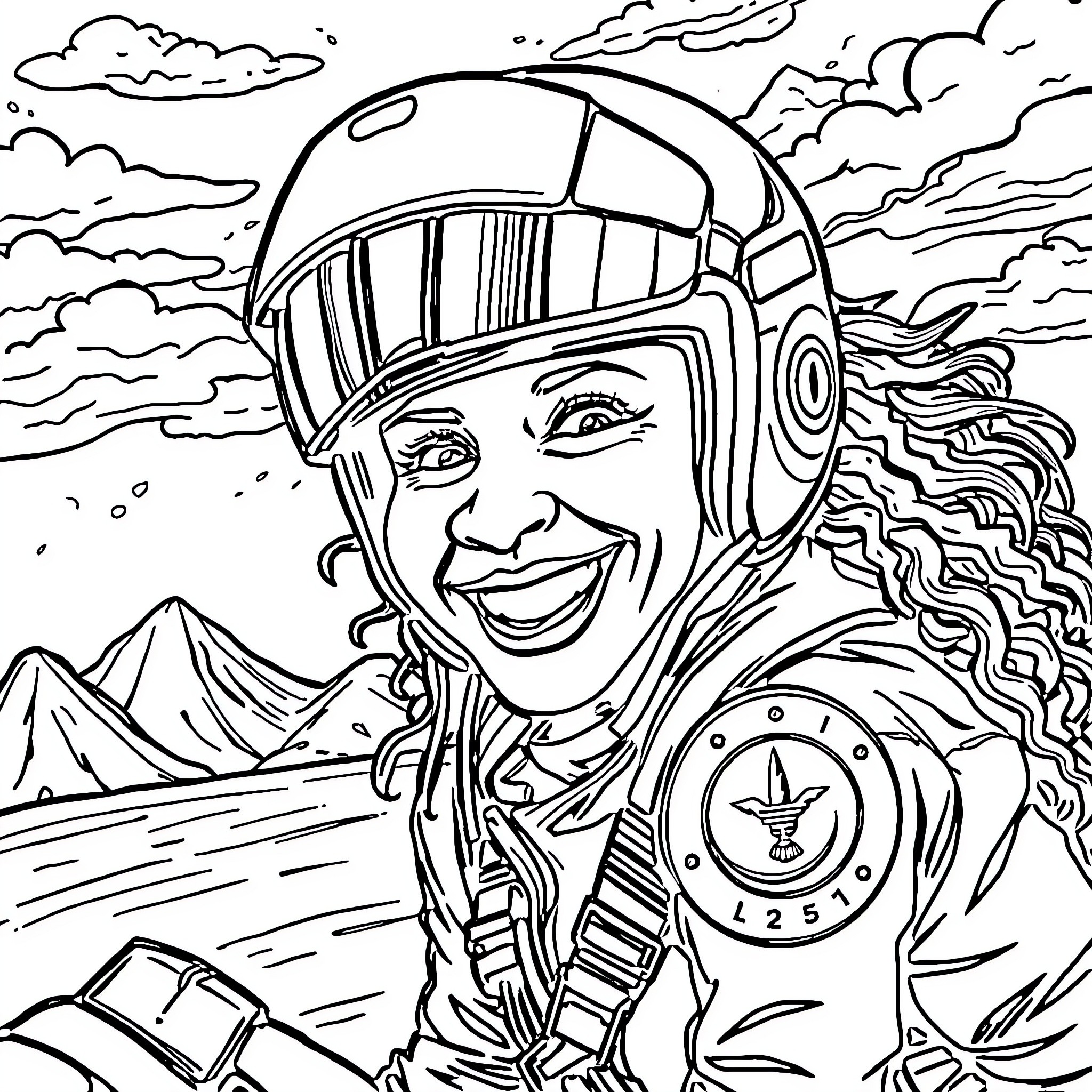 Bonnie's Exciting Mountain Adventure Coloring Page (free black-and-white line drawing printable PDF for all, from beginners to advanced learners, including children, teens, adults, and seniors)