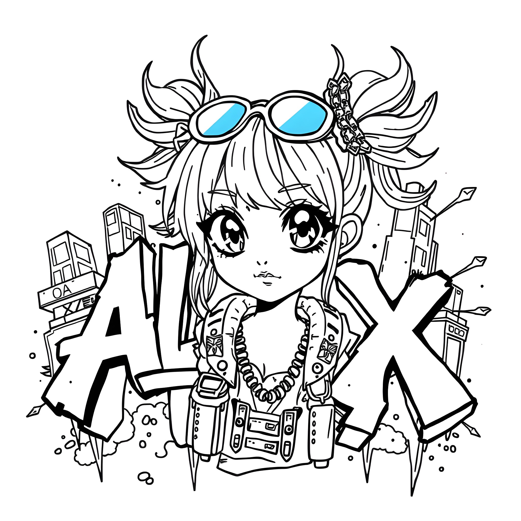 Alex, the stylish and animated character Coloring Page (free black-and-white line drawing printable PDF for all, from beginners to advanced learners, including children, teens, adults, and seniors)