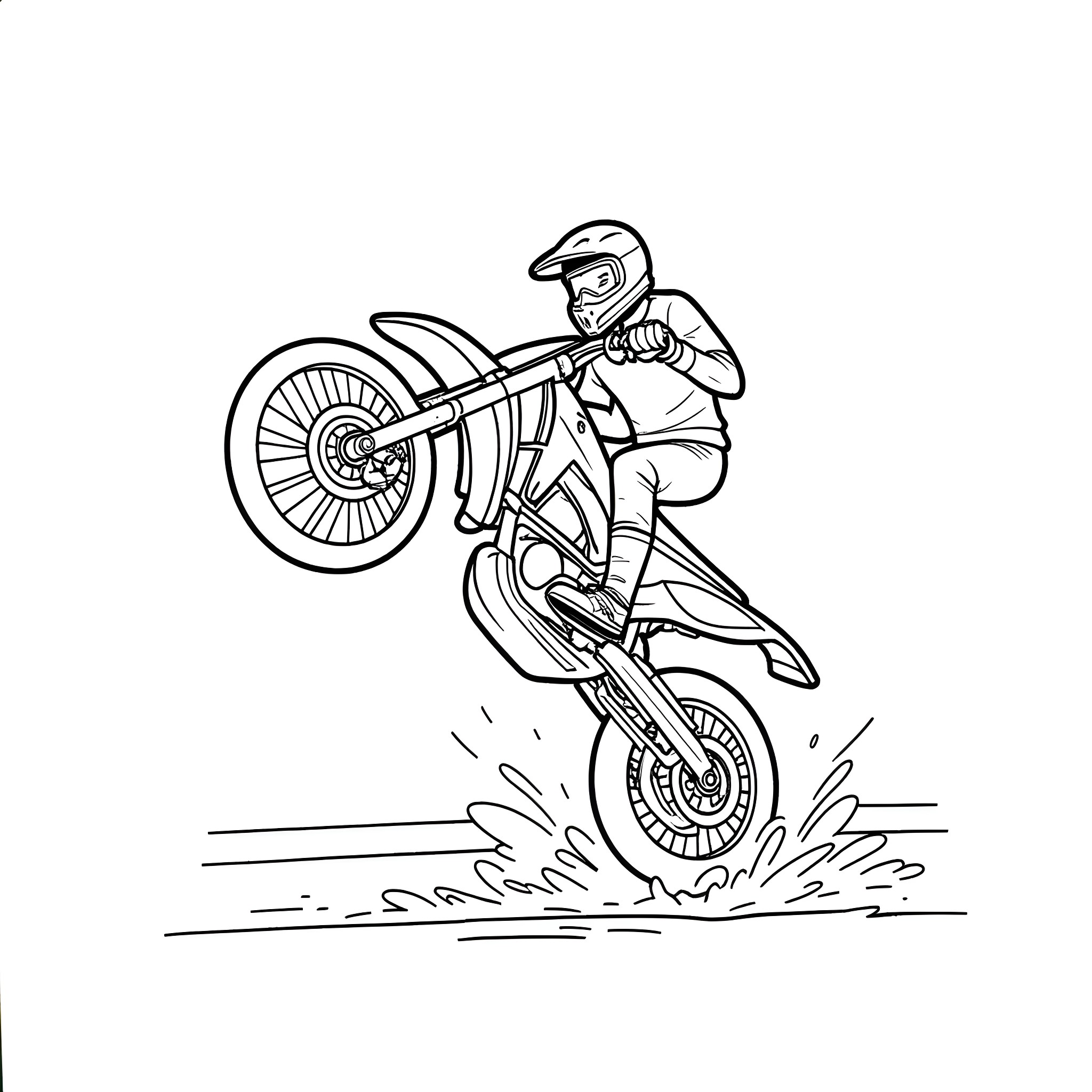 David Gravel performing daring motorcycle stunt Coloring Page (free black-and-white line drawing printable PDF for all, from beginners to advanced learners, including children, teens, adults, and seniors)