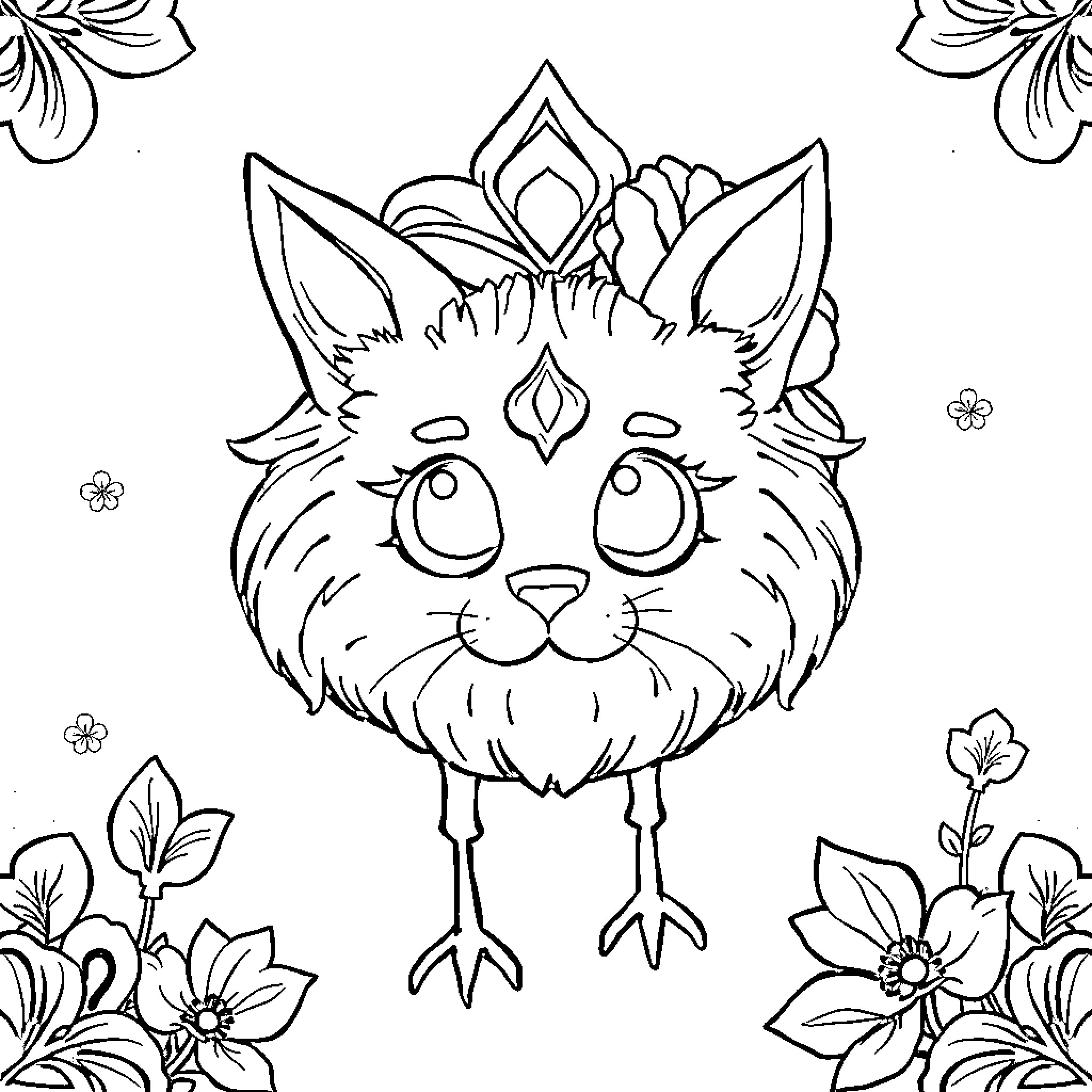 Dog Wearing Floral Crown Coloring Page (free black-and-white line drawing printable PDF for all, from beginners to advanced learners, including children, teens, adults, and seniors)