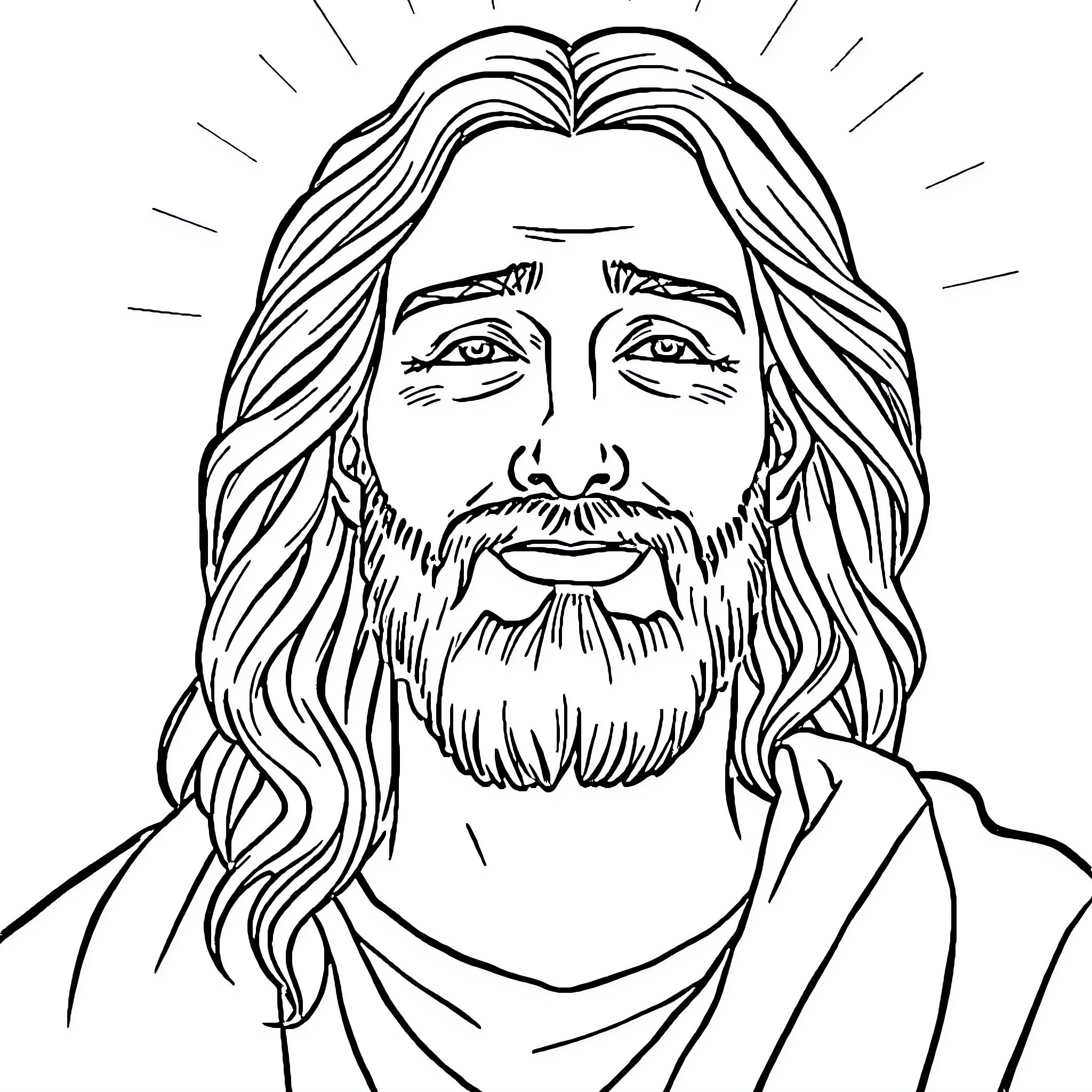 Jesus, the Compassionate Savior Coloring Page (free black-and-white line drawing printable PDF for all, from beginners to advanced learners, including children, teens, adults, and seniors)