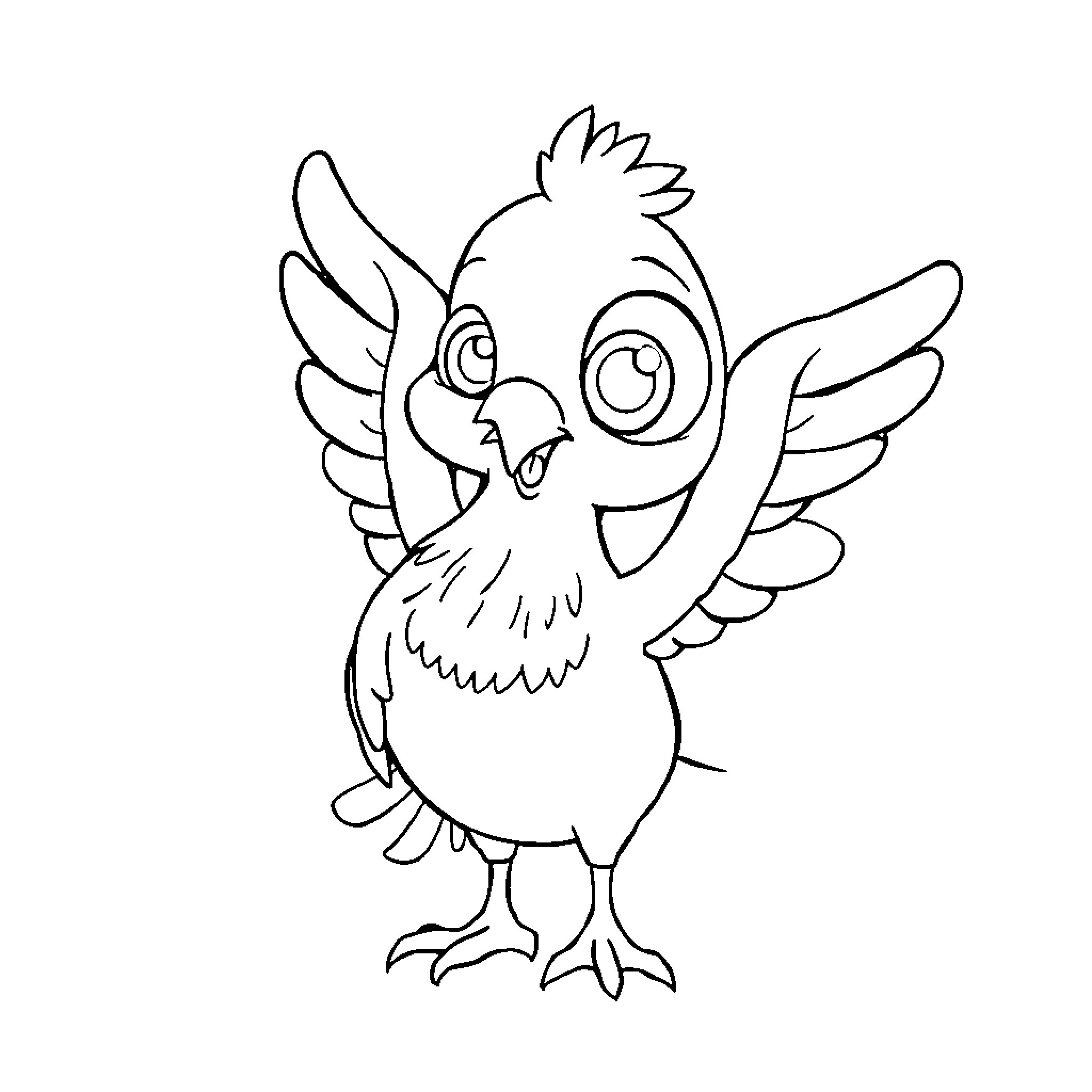 Pigeon with a Playful Expression Coloring Page (free black-and-white line drawing printable PDF for all, from beginners to advanced learners, including children, teens, adults, and seniors)