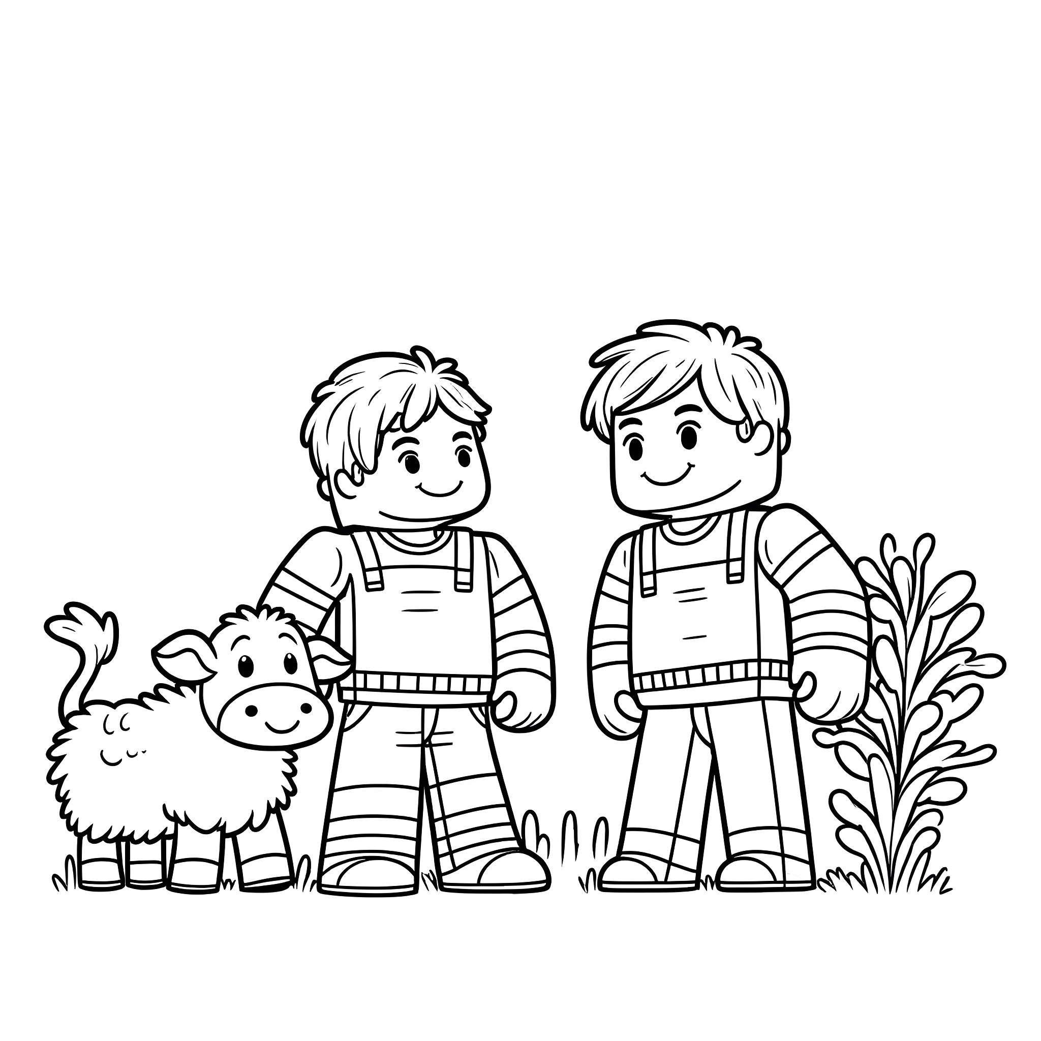 Steve and his friends explore the outdoors Coloring Page (free black-and-white line drawing printable PDF for all, from beginners to advanced learners, including children, teens, adults, and seniors)
