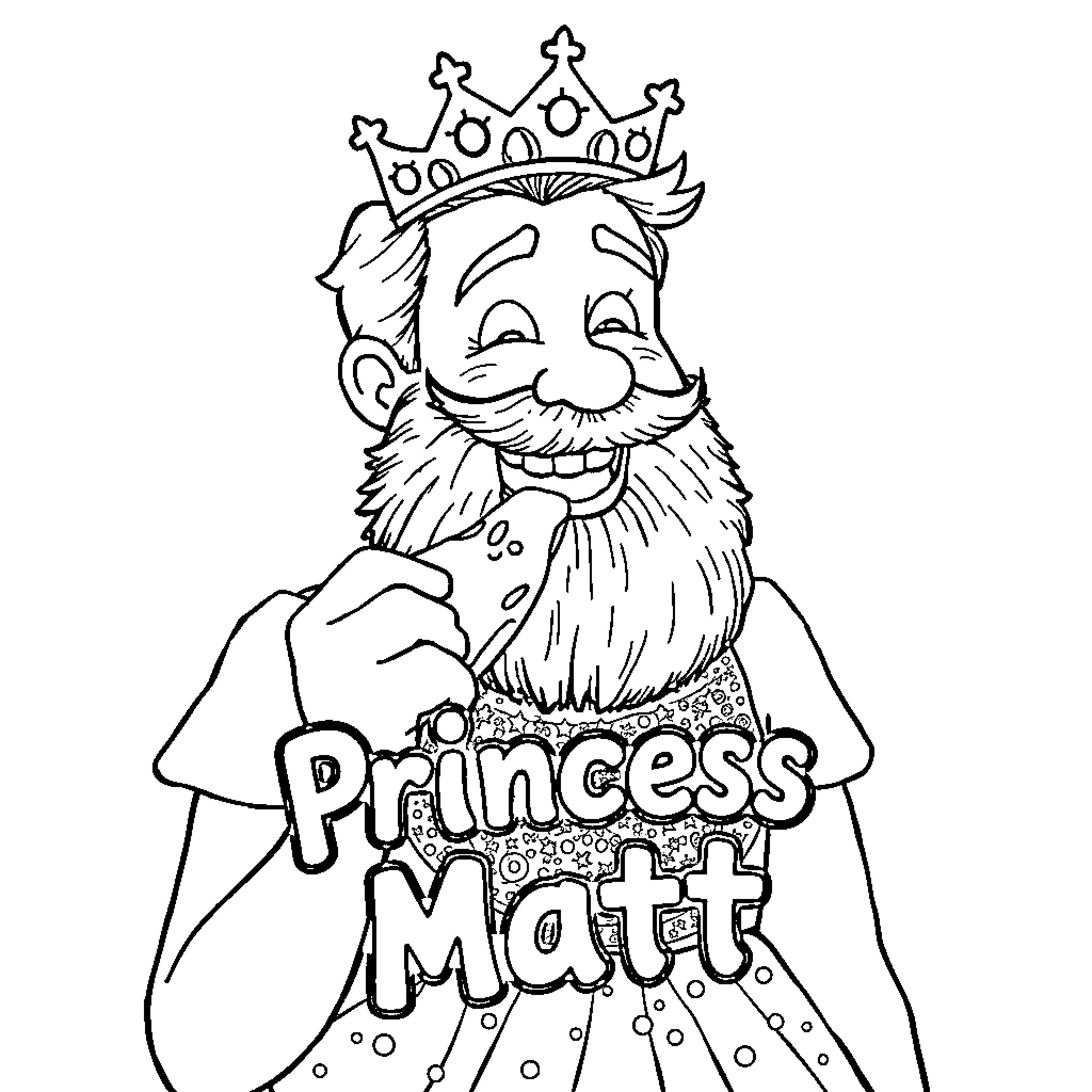 Man in royal attire with a crown Coloring Page (free black-and-white line drawing printable PDF for all, from beginners to advanced learners, including children, teens, adults, and seniors)