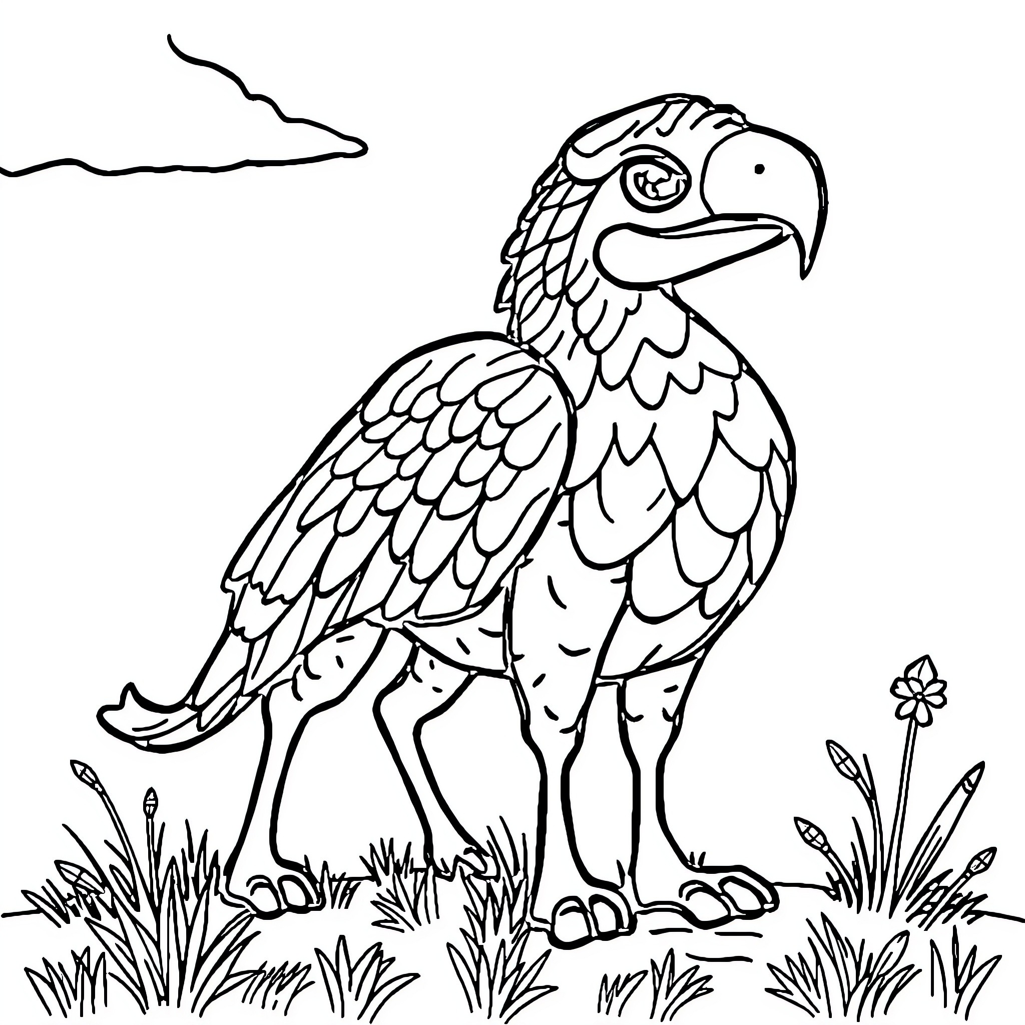 Class of Playful Avian Character in Nature Coloring Page (free black-and-white line drawing printable PDF for all, from beginners to advanced learners, including children, teens, adults, and seniors)
