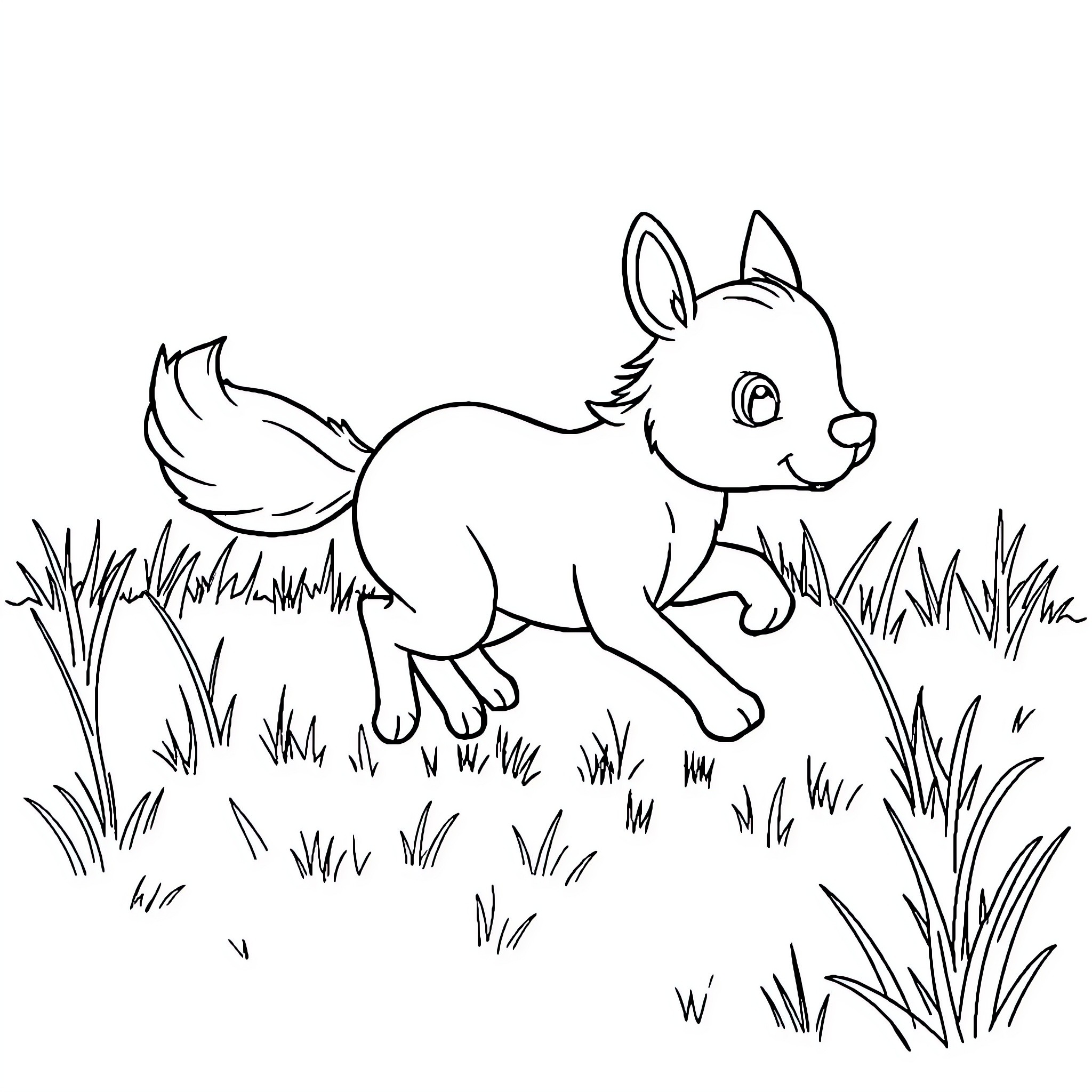 Animal playing in the grass Coloring Page (free black-and-white line drawing printable PDF for all, from beginners to advanced learners, including children, teens, adults, and seniors)