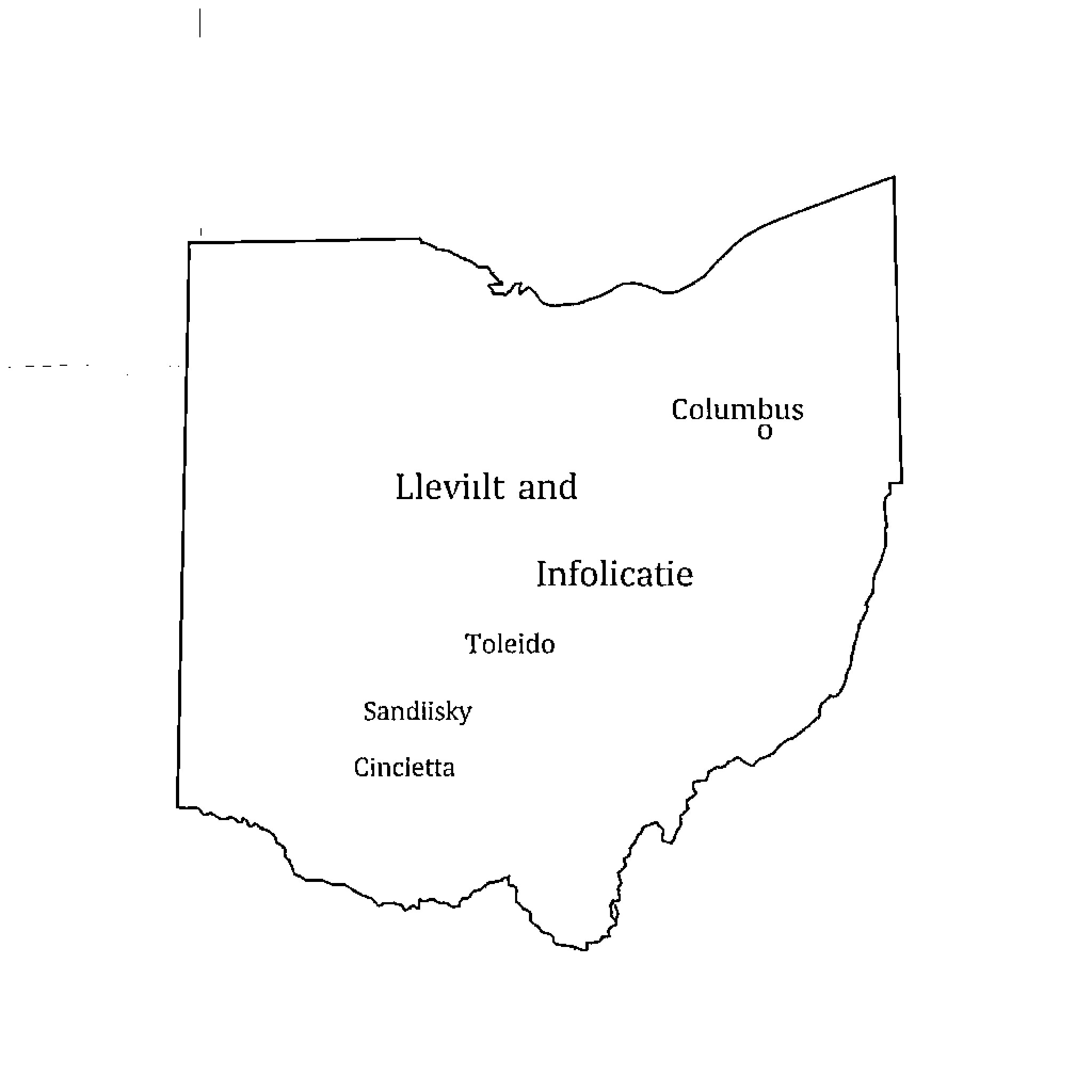 Map of geographic locations in Ohio Coloring Page (free black-and-white line drawing printable PDF for all, from beginners to advanced learners, including children, teens, adults, and seniors)