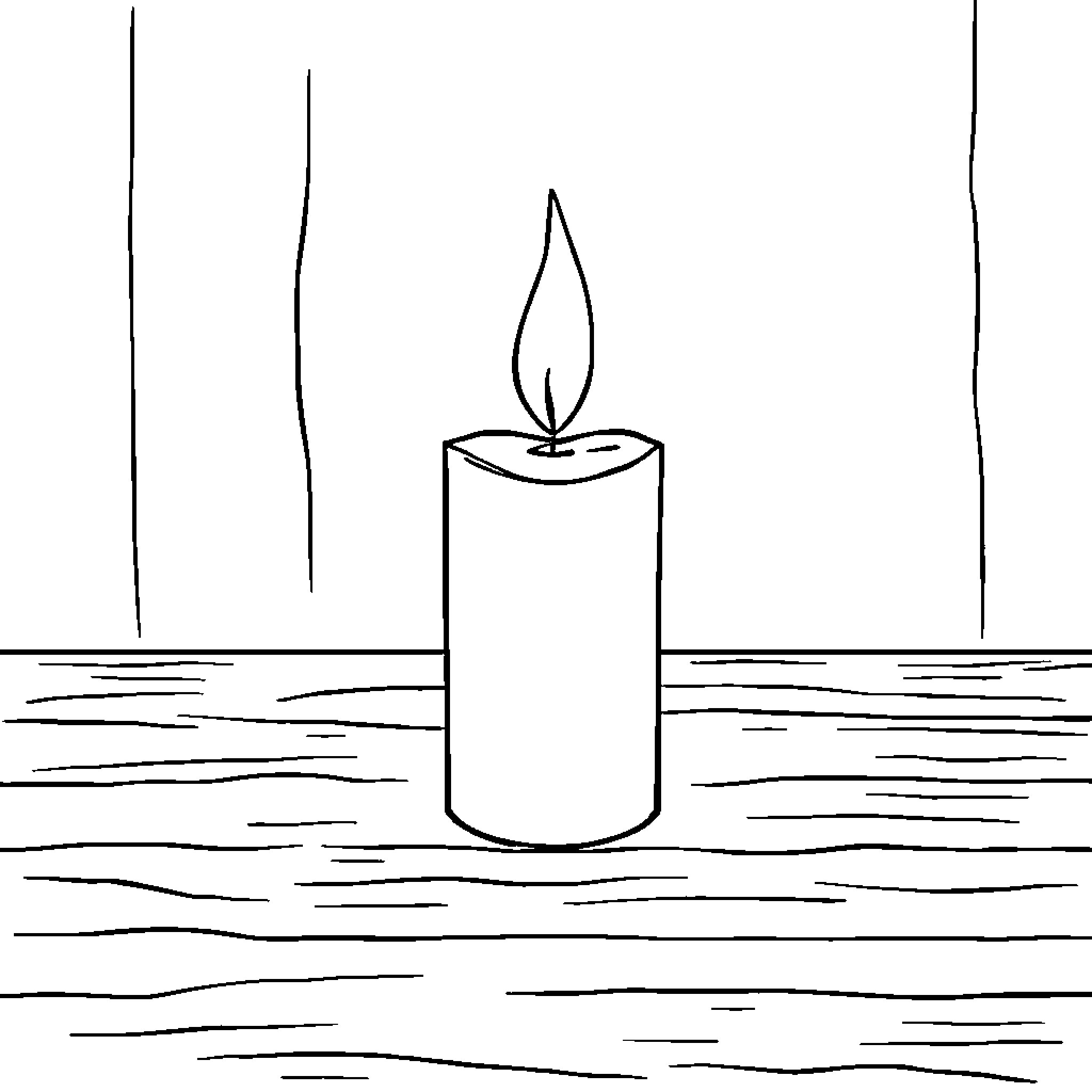 Candle flickering in the shadows Coloring Page (free black-and-white line drawing printable PDF for all, from beginners to advanced learners, including children, teens, adults, and seniors)
