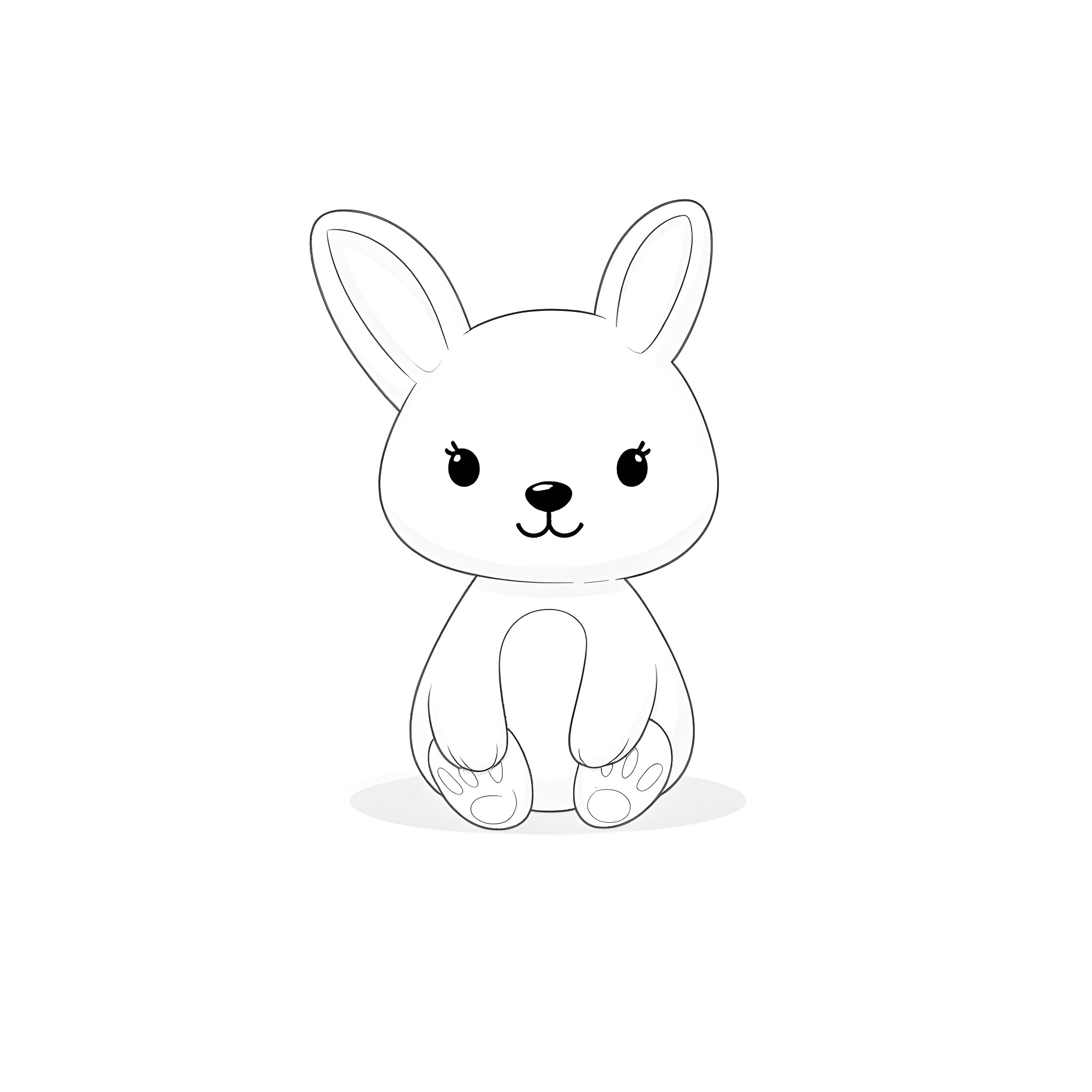 Bunny sitting sweetly and looking adorable Coloring Page (free black-and-white line drawing printable PDF for all, from beginners to advanced learners, including children, teens, adults, and seniors)