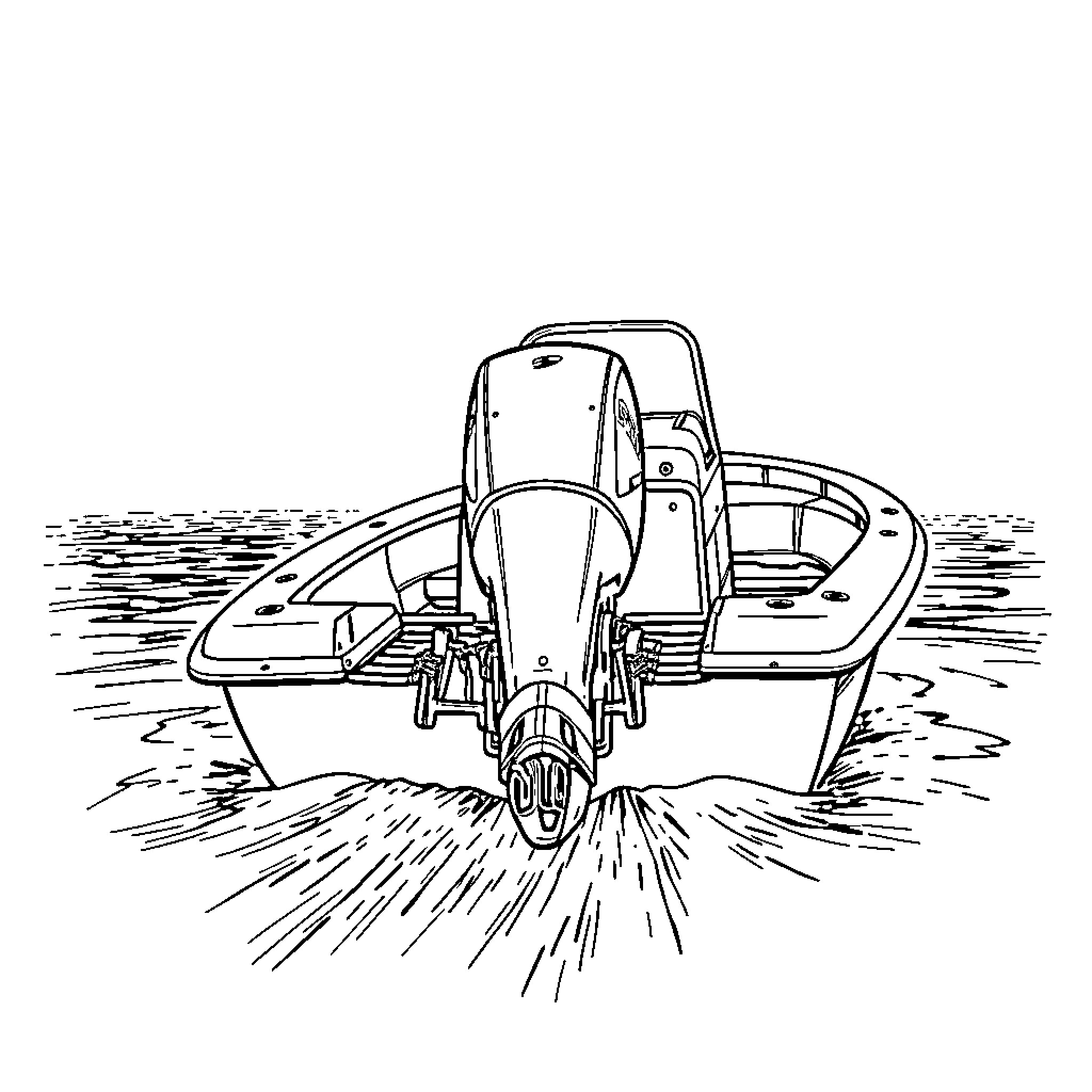 Boat speeding across the water Coloring Page (free black-and-white line drawing printable PDF for all, from beginners to advanced learners, including children, teens, adults, and seniors)
