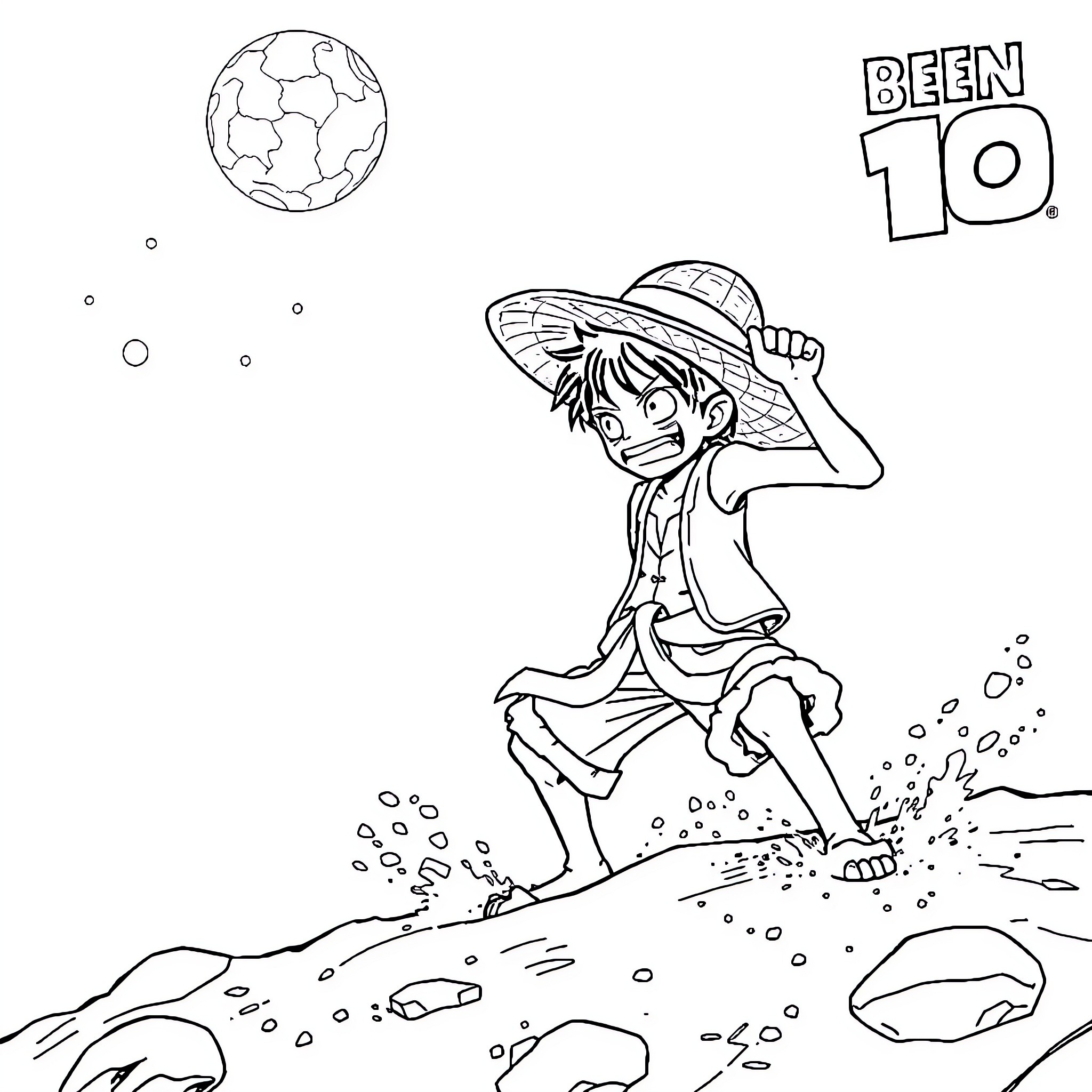 Monkey exploring a tropical beach Coloring Page (free black-and-white line drawing printable PDF for all, from beginners to advanced learners, including children, teens, adults, and seniors)
