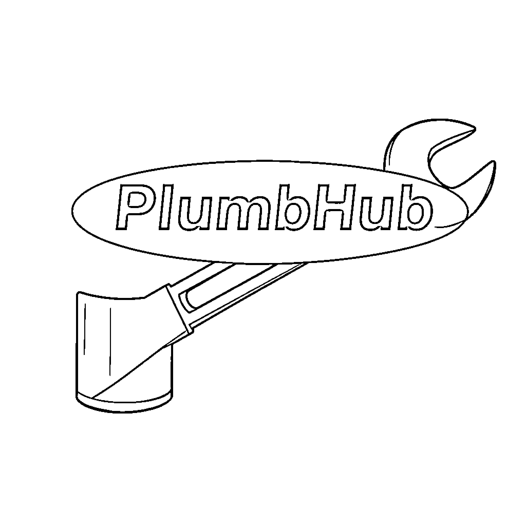 Pipe Wrench Plumbing Services Logo Coloring Page (free black-and-white line drawing printable PDF for all, from beginners to advanced learners, including children, teens, adults, and seniors)