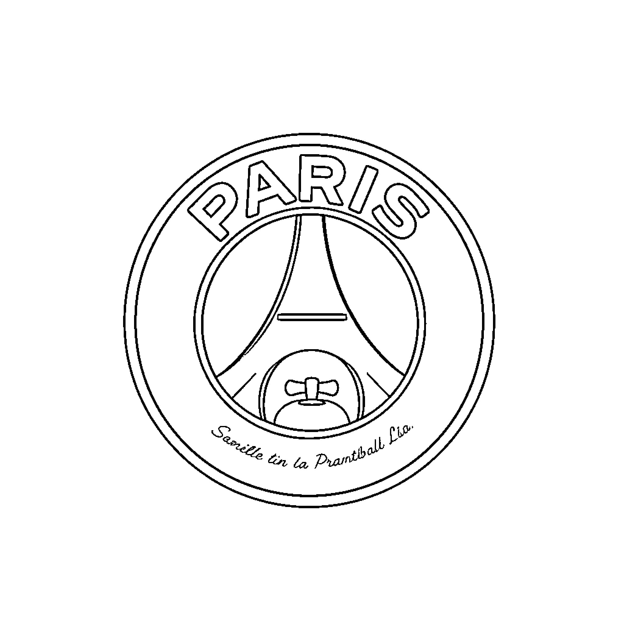 PSG Logo with Club Icon Coloring Page (free black-and-white line drawing printable PDF for all, from beginners to advanced learners, including children, teens, adults, and seniors)