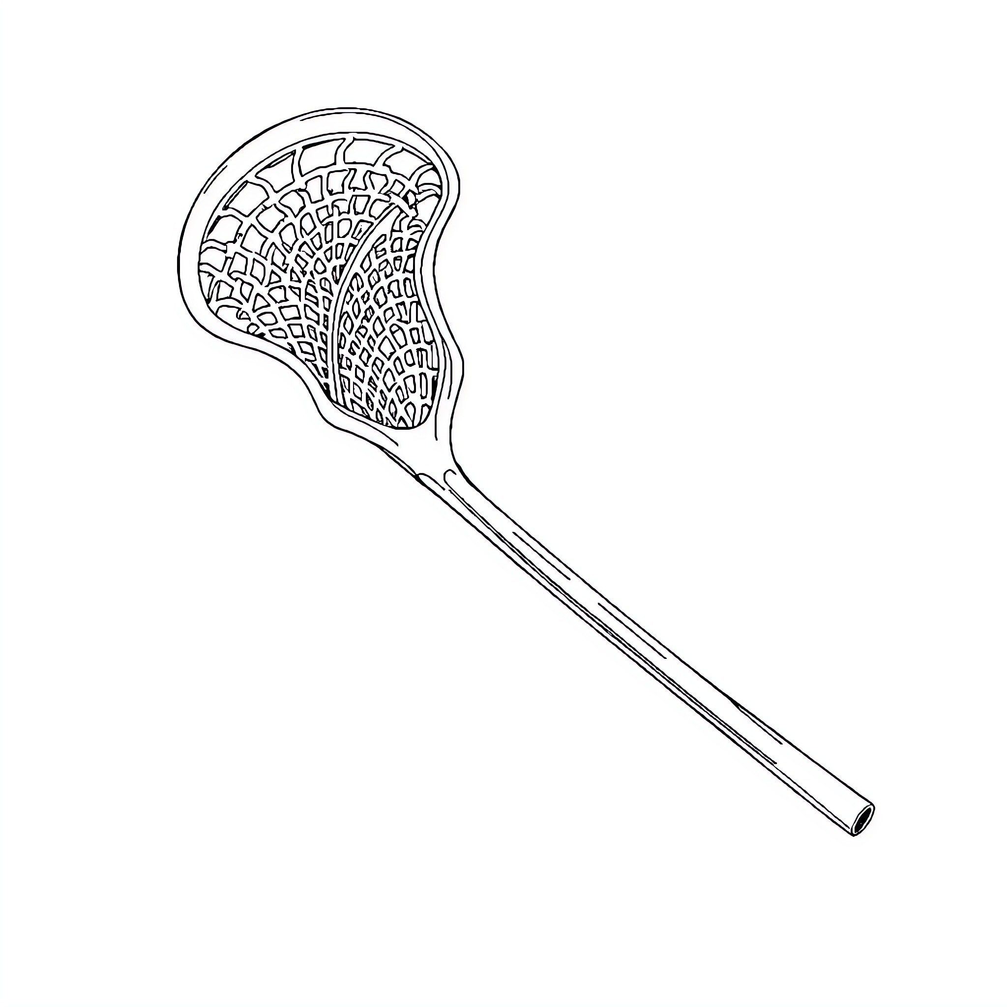 Lacrosse Stick in Motion Coloring Page (free black-and-white line drawing printable PDF for all, from beginners to advanced learners, including children, teens, adults, and seniors)