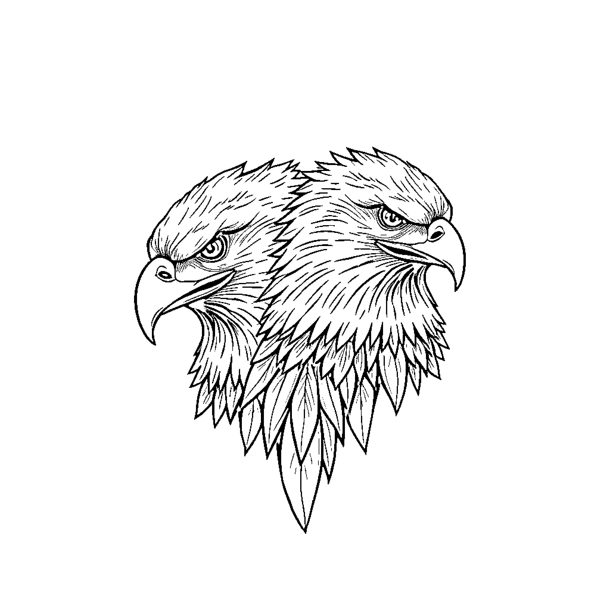 Eagle fierce expression Coloring Page (free black-and-white line drawing printable PDF for all, from beginners to advanced learners, including children, teens, adults, and seniors)