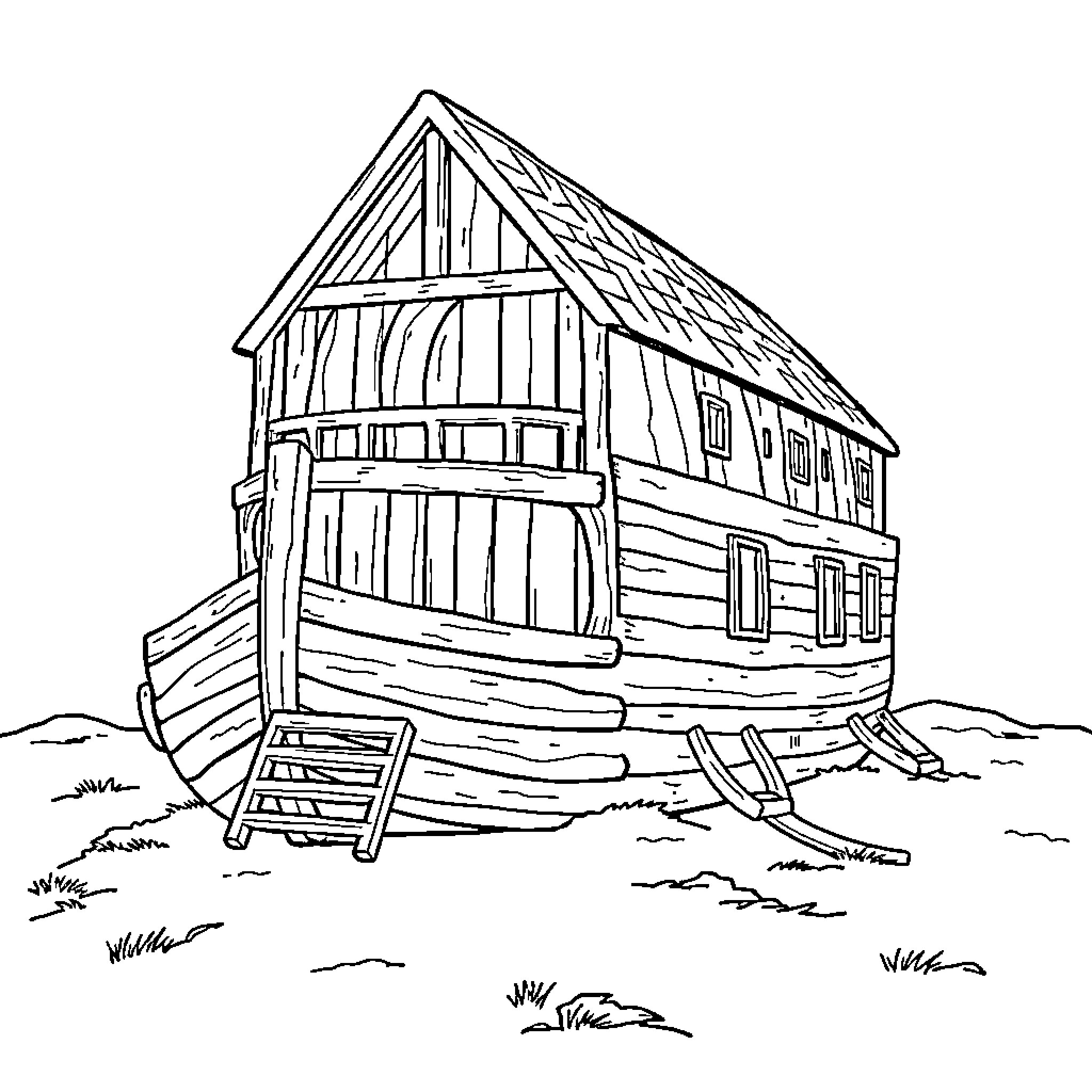 Ark of Refuge in the Wilderness Coloring Page (free black-and-white line drawing printable PDF for all, from beginners to advanced learners, including children, teens, adults, and seniors)