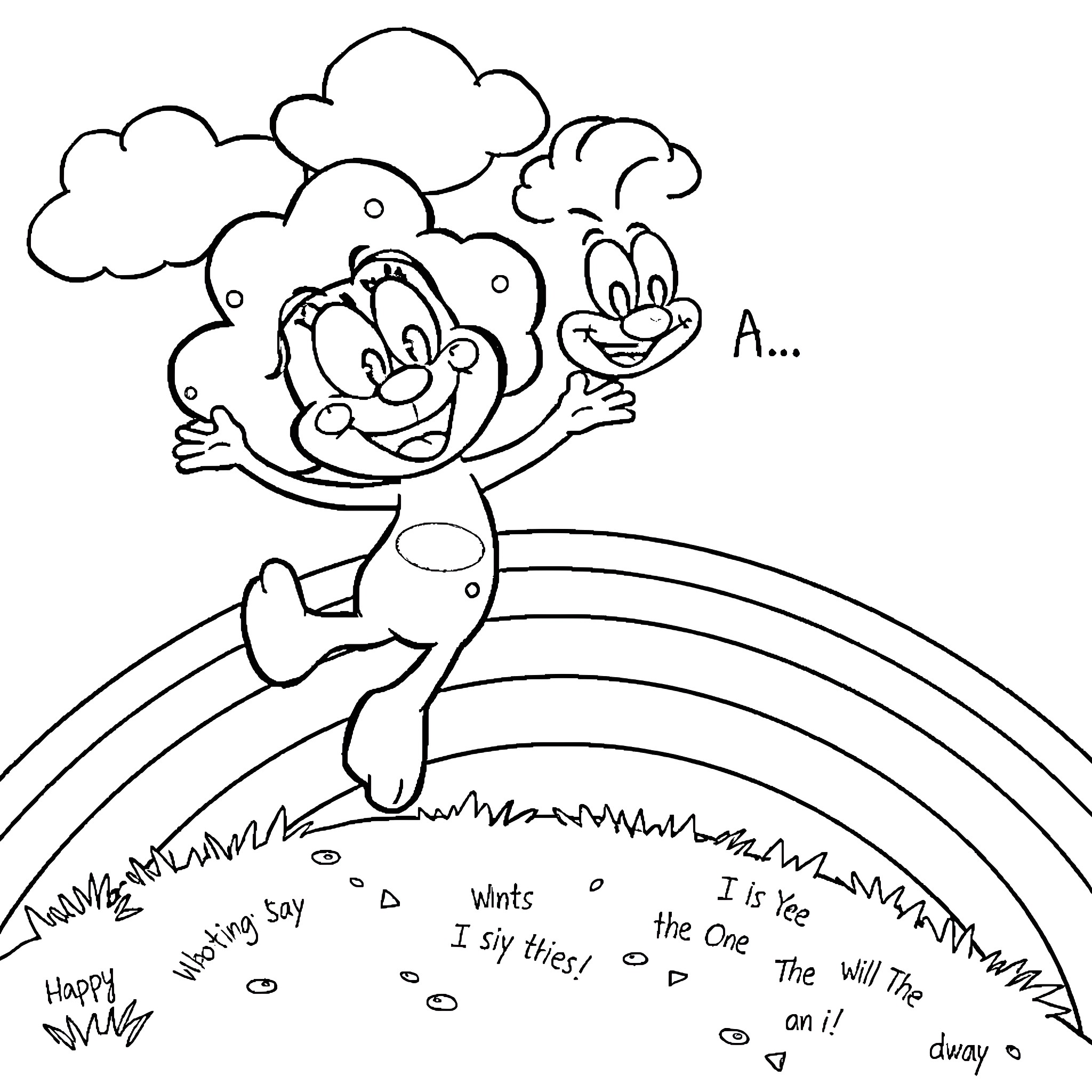 Blue's Clues Finds Excitement in the Clouds Coloring Page (free black-and-white line drawing printable PDF for all, from beginners to advanced learners, including children, teens, adults, and seniors)