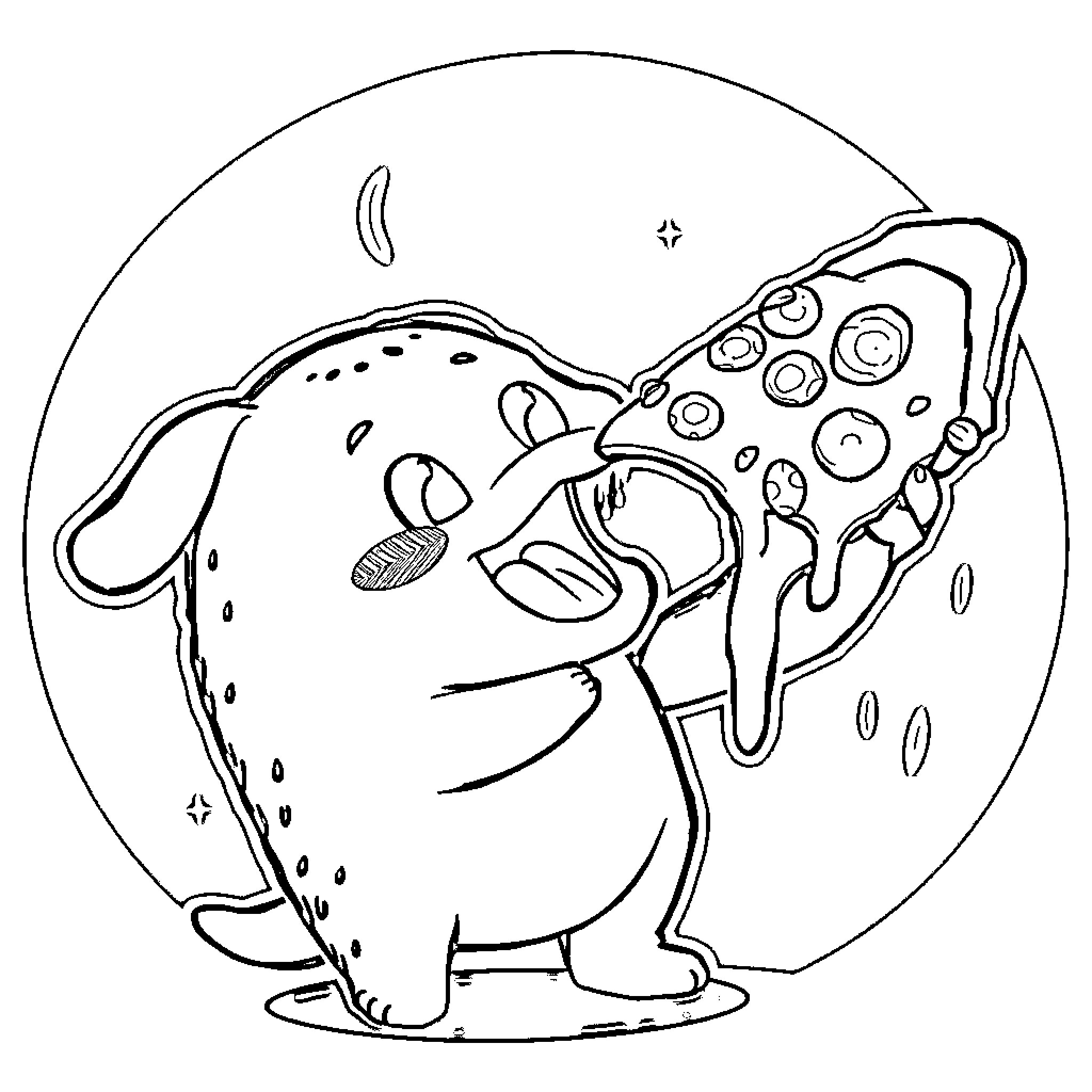 Labubu playing with joystick in the galaxy Coloring Page (free black-and-white line drawing printable PDF for all, from beginners to advanced learners, including children, teens, adults, and seniors)