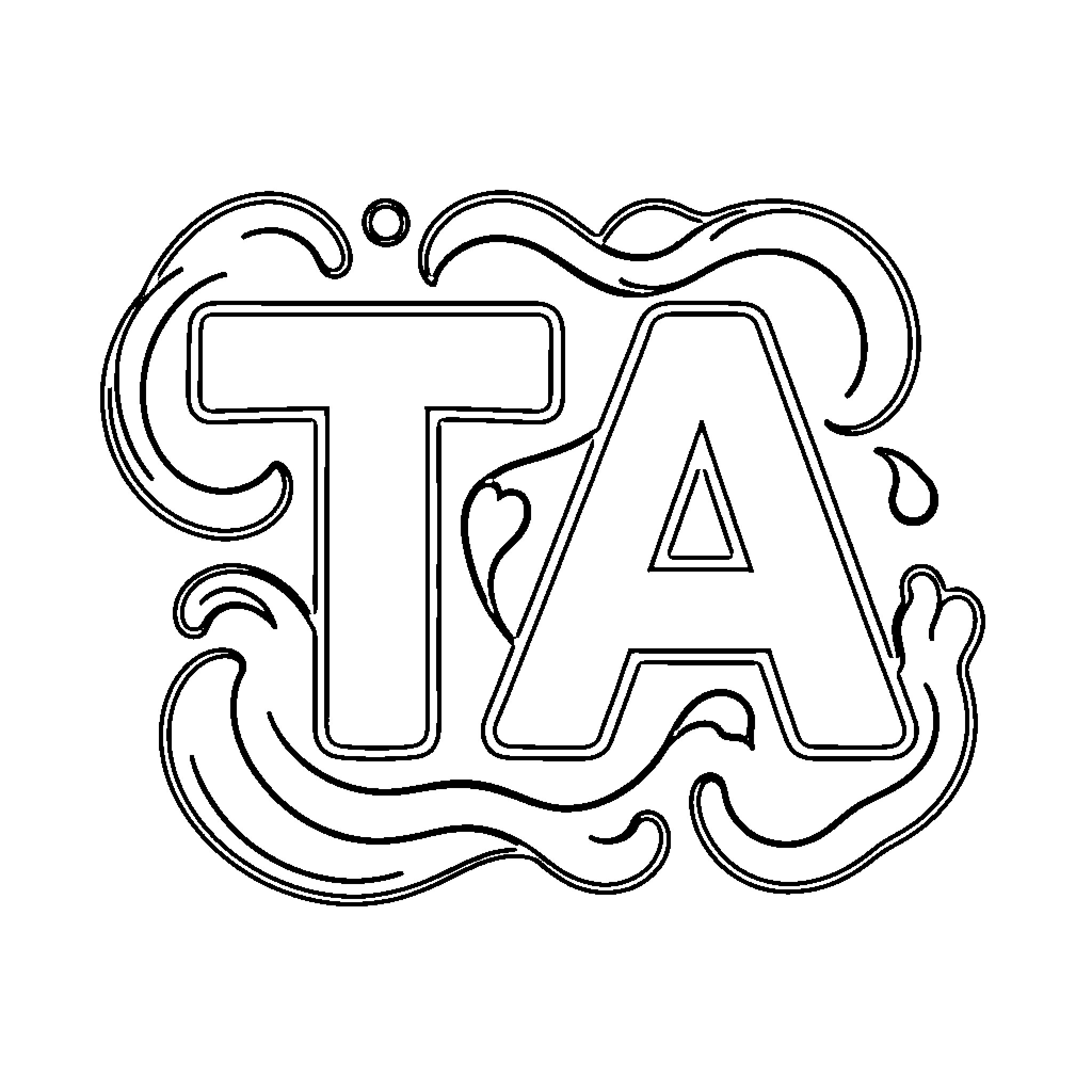 Logo of abstract text design Coloring Page (free black-and-white line drawing printable PDF for all, from beginners to advanced learners, including children, teens, adults, and seniors)