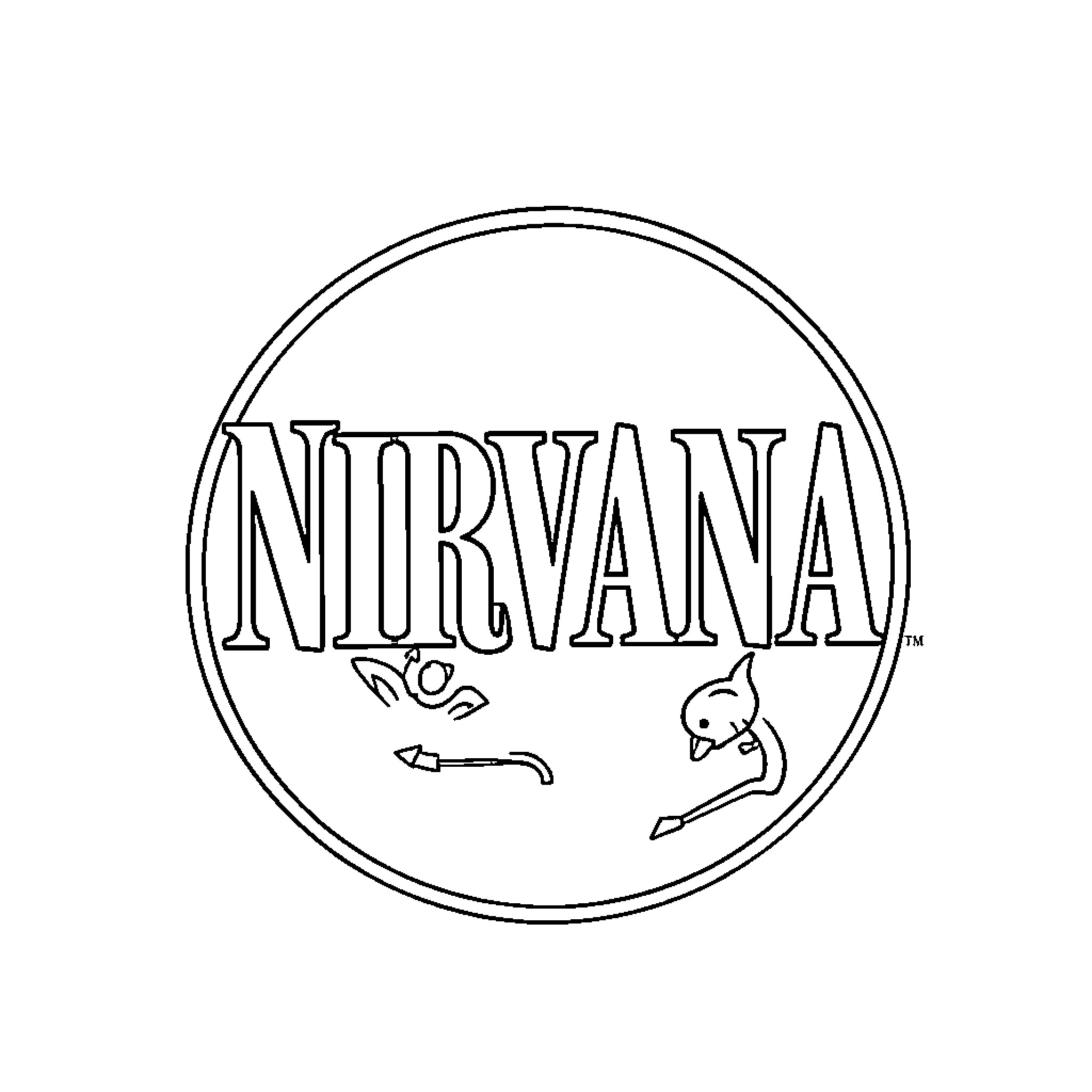 Nirvana band logo with sketch-like design Coloring Page (free black-and-white line drawing printable PDF for all, from beginners to advanced learners, including children, teens, adults, and seniors)