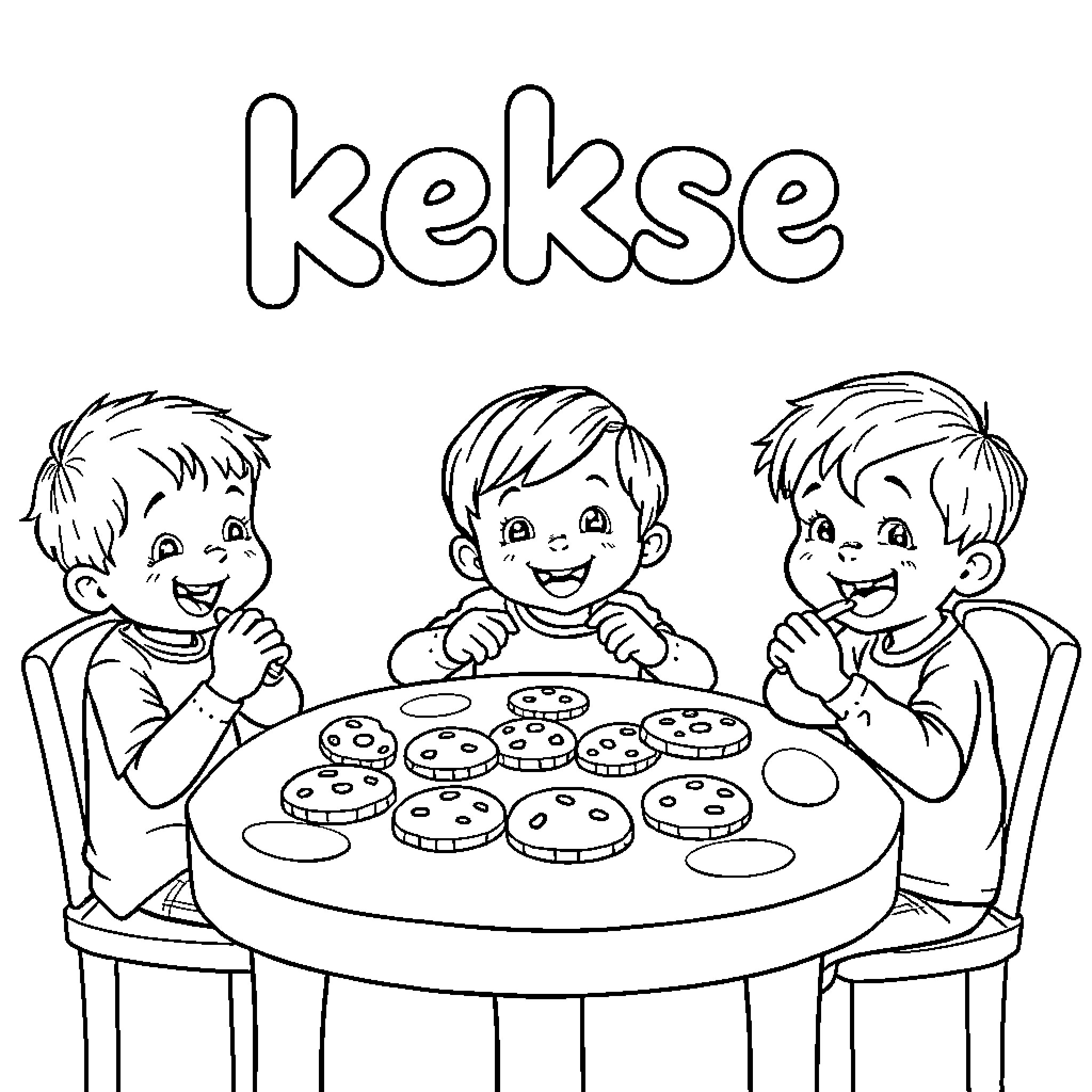 Kids enjoying snacks together Coloring Page (free black-and-white line drawing printable PDF for all, from beginners to advanced learners, including children, teens, adults, and seniors)