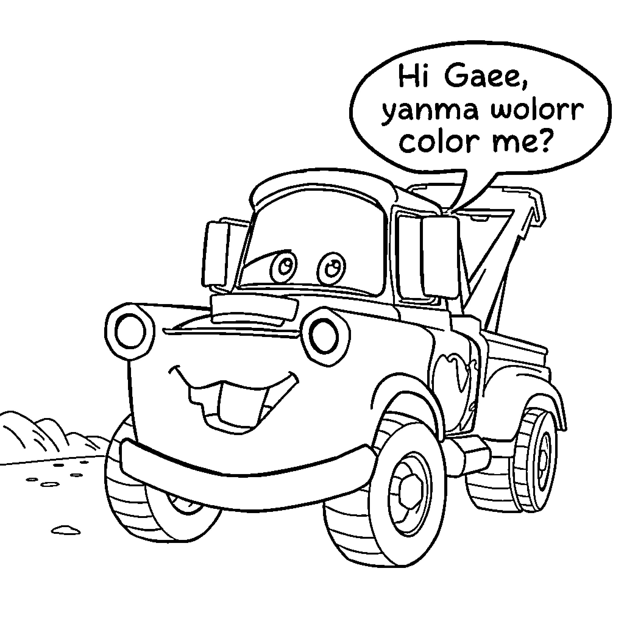 Mater asks to color me Coloring Page (free black-and-white line drawing printable PDF for all, from beginners to advanced learners, including children, teens, adults, and seniors)