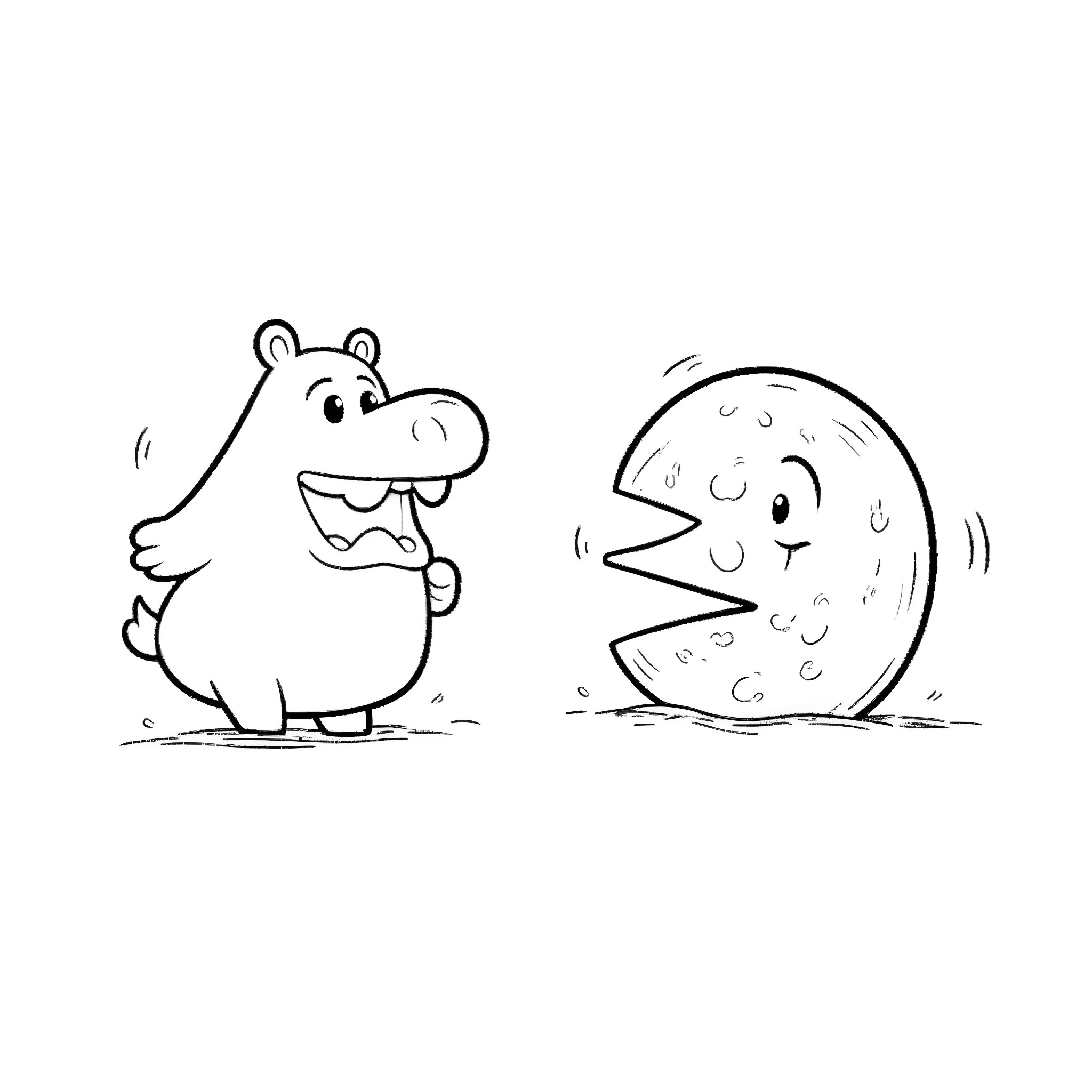 Sundrop friends playing hide-and-seek in the meadow Coloring Page (free black-and-white line drawing printable PDF for all, from beginners to advanced learners, including children, teens, adults, and seniors)