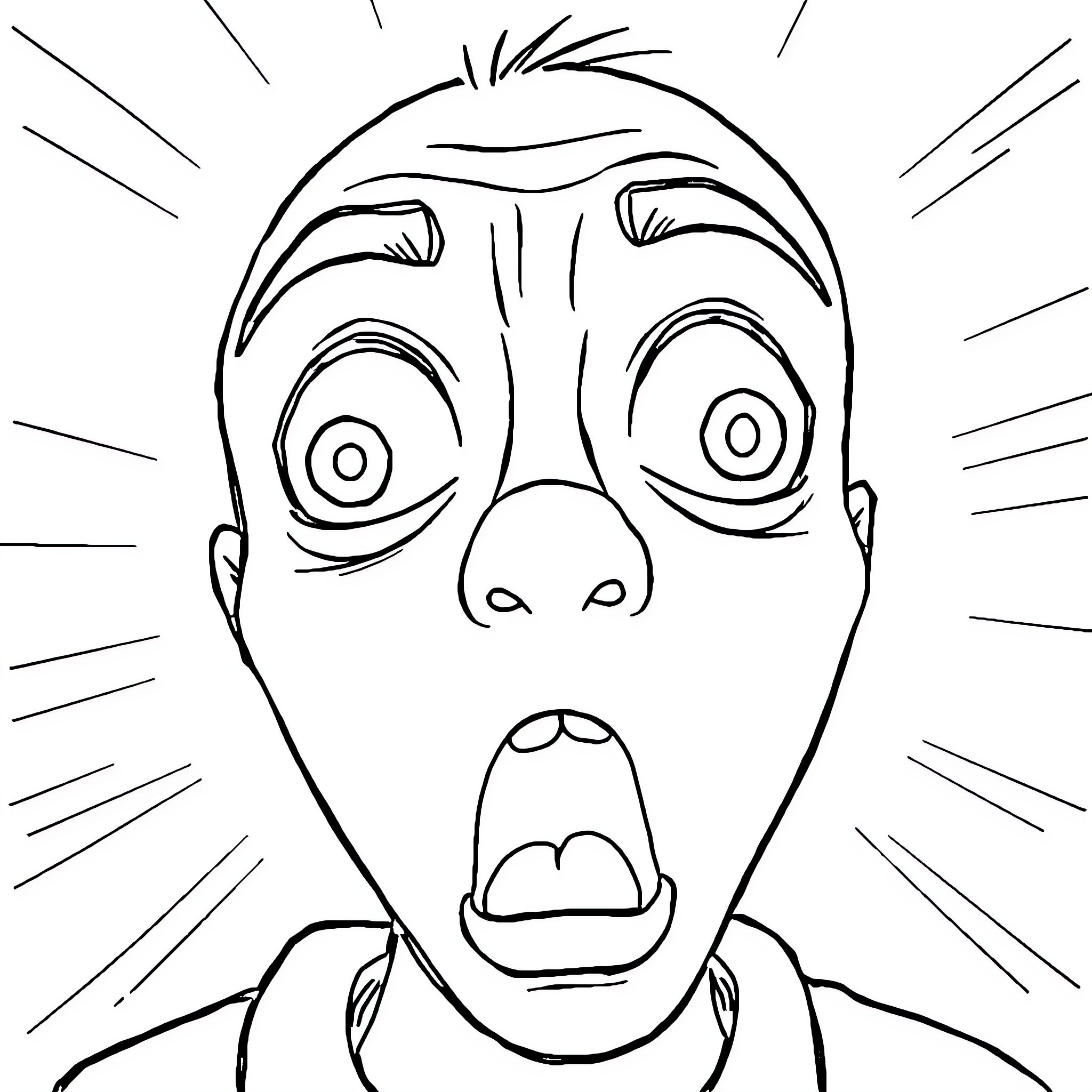Scott's Surprised Facial Expression Coloring Page (free black-and-white line drawing printable PDF for all, from beginners to advanced learners, including children, teens, adults, and seniors)