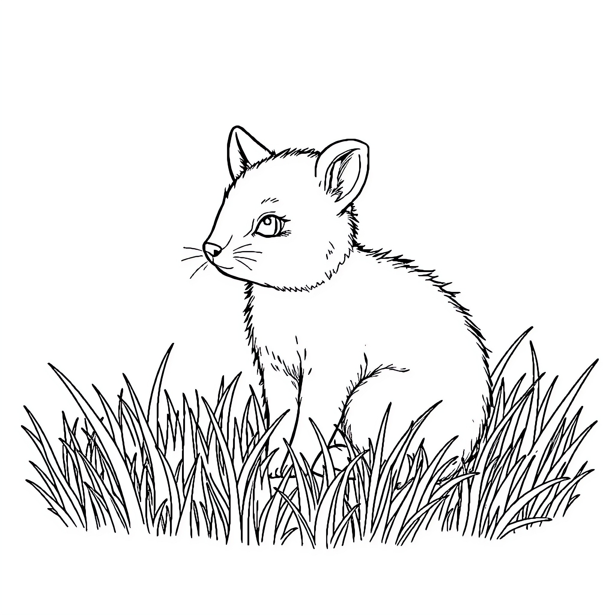 Animal in the tall grass Coloring Page (free black-and-white line drawing printable PDF for all, from beginners to advanced learners, including children, teens, adults, and seniors)