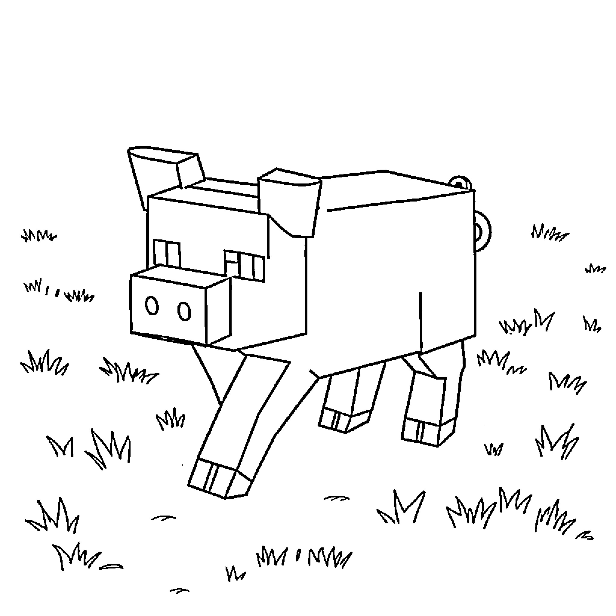 Pig exploring the outdoors in a stylized illustration Coloring Page (free black-and-white line drawing printable PDF for all, from beginners to advanced learners, including children, teens, adults, and seniors)