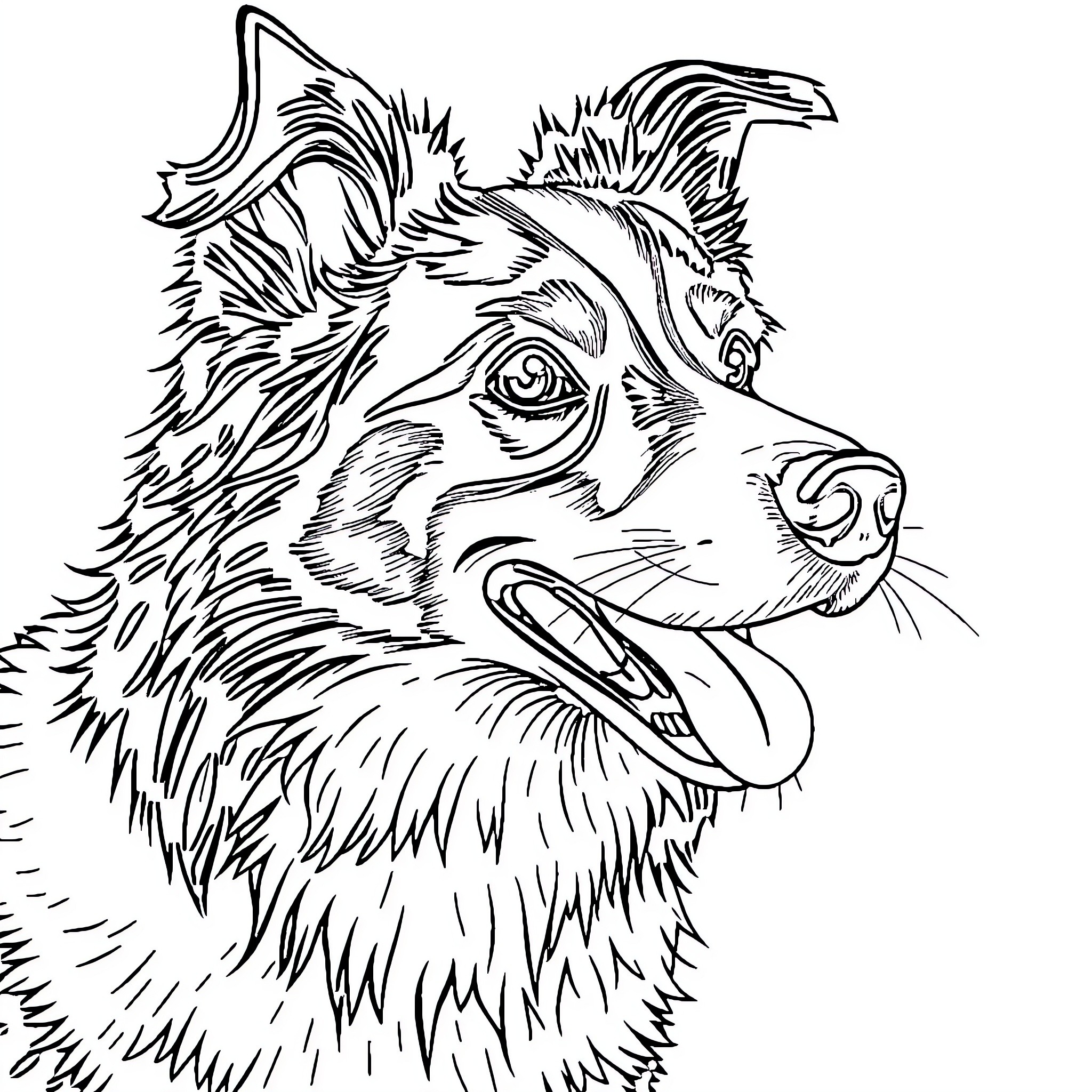 Stitch of a furry, energetic dog Coloring Page (free black-and-white line drawing printable PDF for all, from beginners to advanced learners, including children, teens, adults, and seniors)